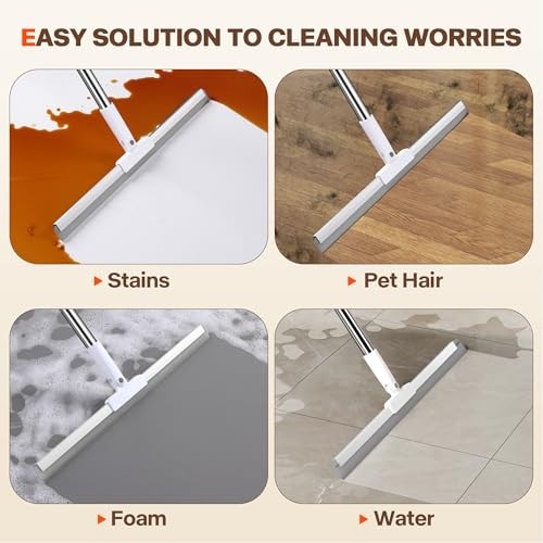 Silicone Squeegee for Floor, 180° Rotating Squeegee Broom, Floor Squeegee with