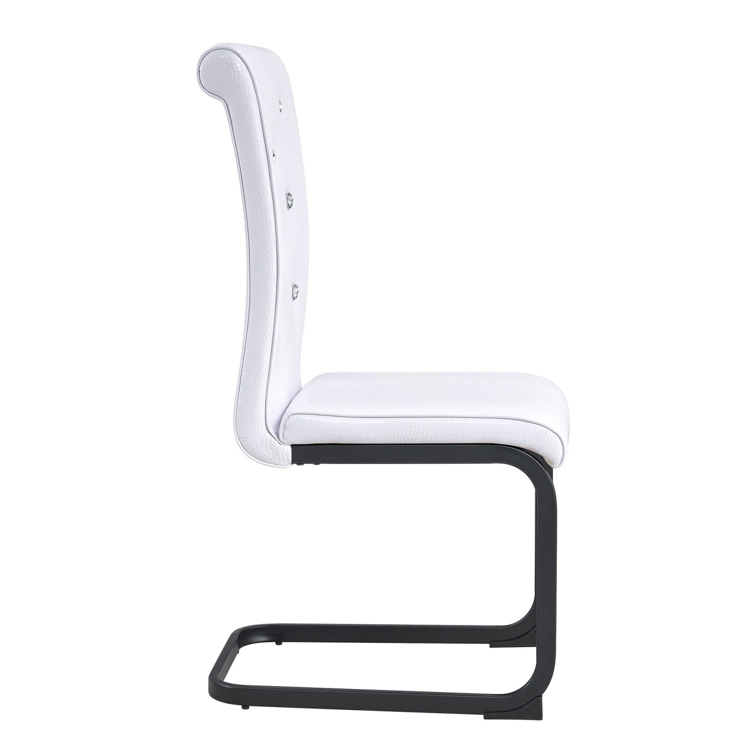 Set of 2/4 Modern Upholstered Faux Leather Dining Chairs w/ Black Metal Bow Legs