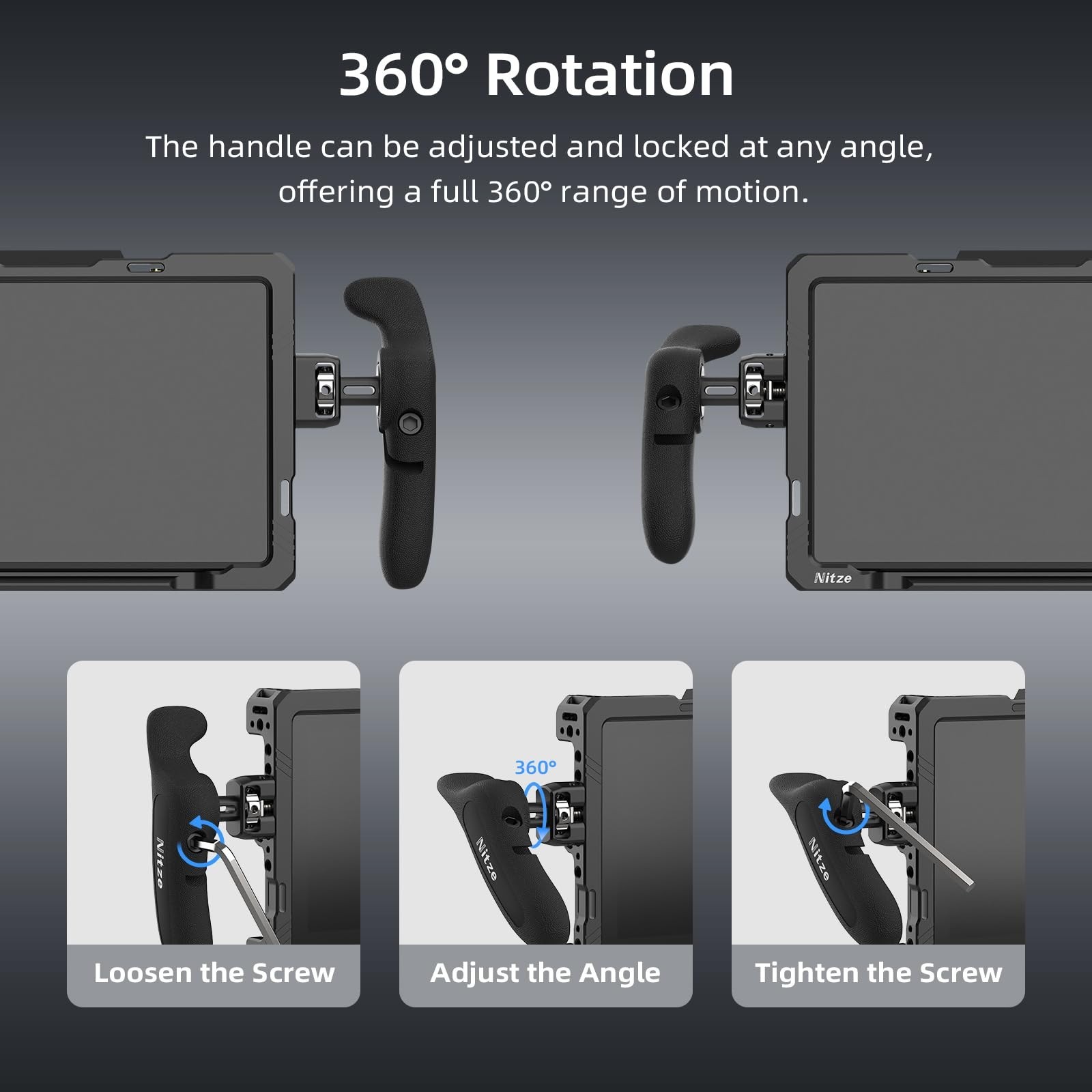 Nitze Side Handle Kit with 1/4" Screw and Retractable Locating Pins, 360° Adj...