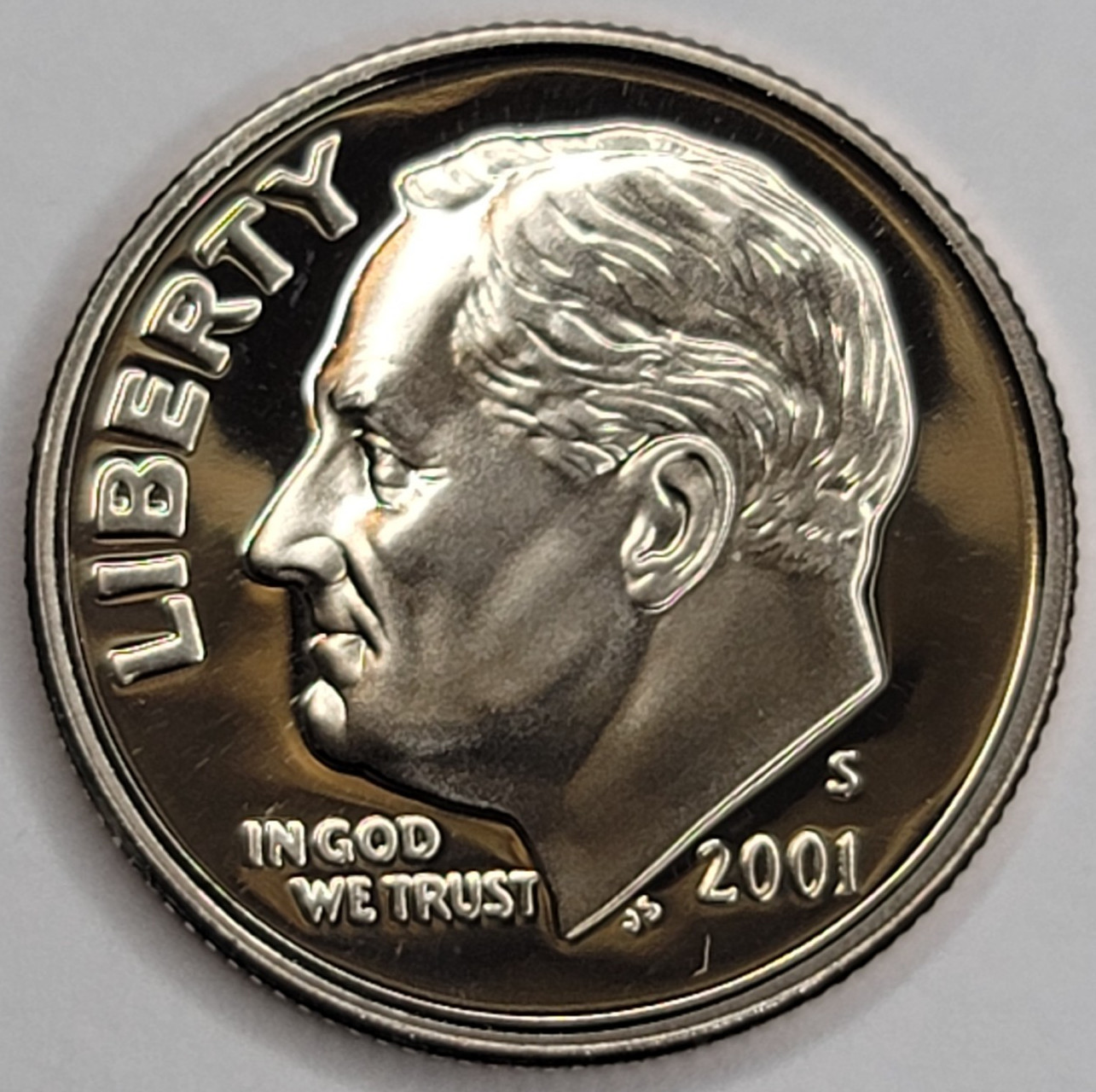 2001 S Gem Proof DCAM Roosevelt Dime CN-Clad
