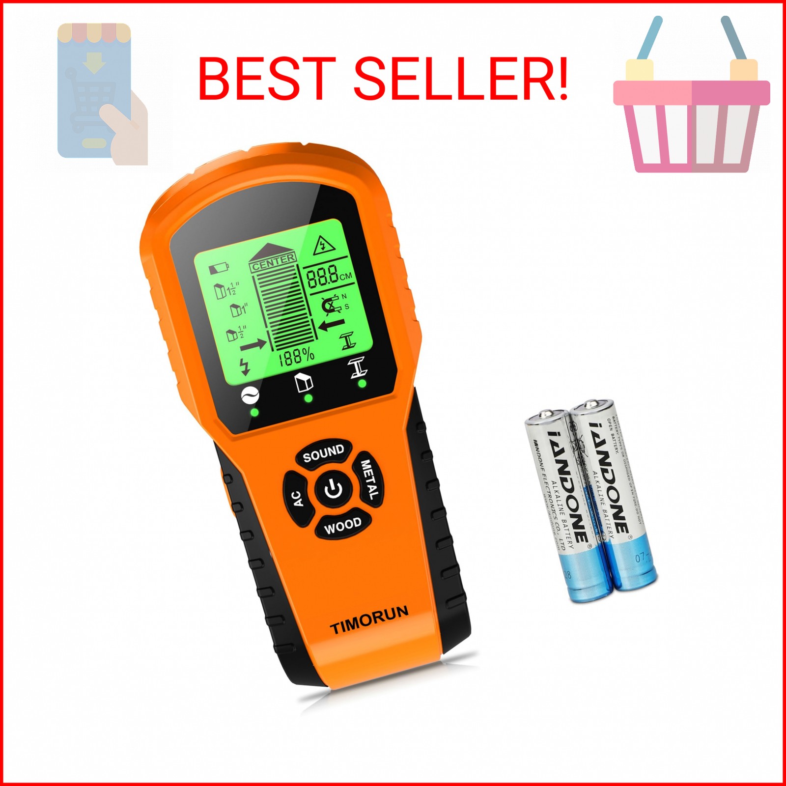 Stud Finder Wall Scanner, 6 in 1 Upgraded Wall Stud Finder Scanner Tool for Dete