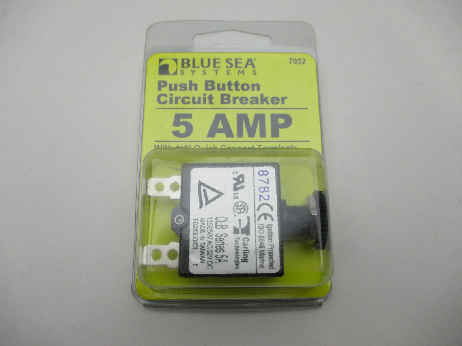 7052 Blue Sea Marine Boat Thermal Circuit Breaker Switch Push Button Black 5 Amp