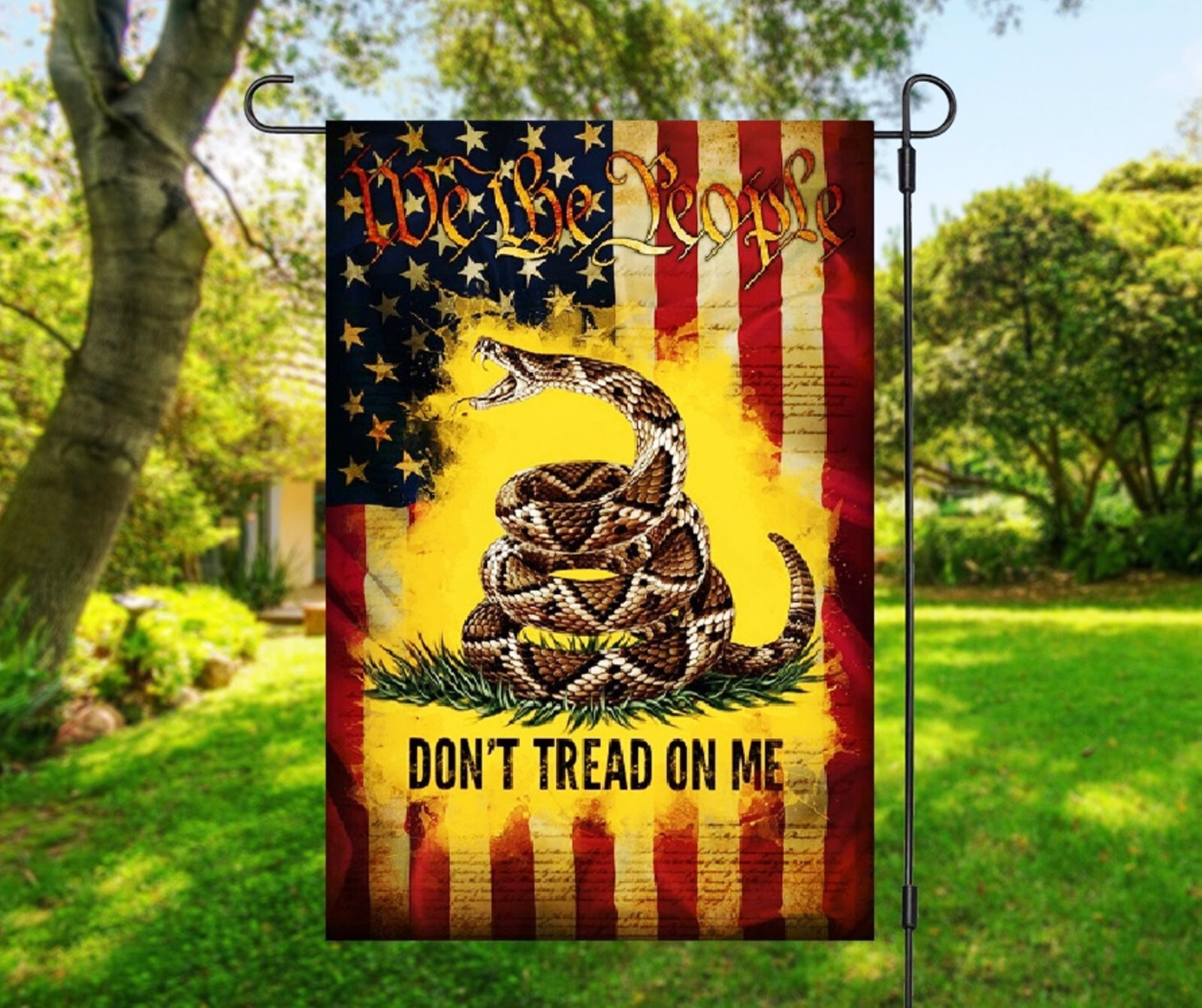 We The People Don't Tread On Me Gadsden Garden Flag Sublimated 12"x18" sgf028