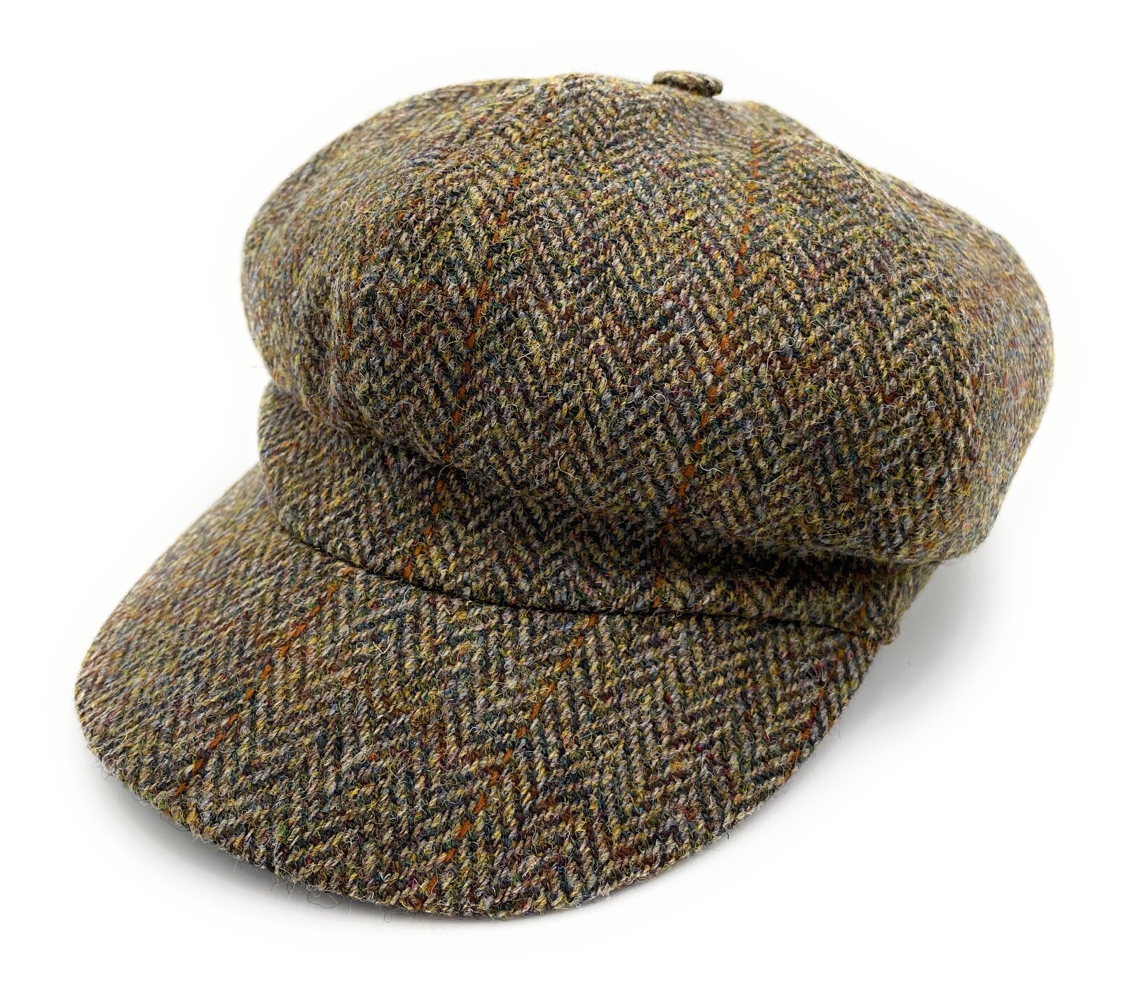 Womens Harris Tweed Brown Herringbone Baker Boy Cap One Size 56 cm - 61 cm Made