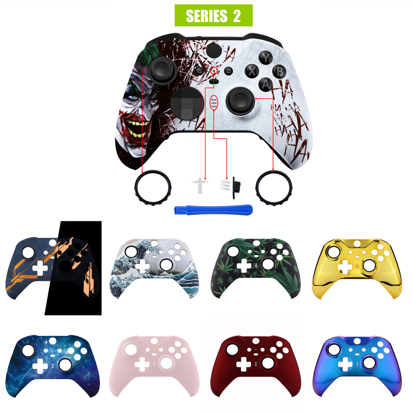 For Xbox Elite Controller Series 2 Faceplate Top Shell Accent Rings Replacement