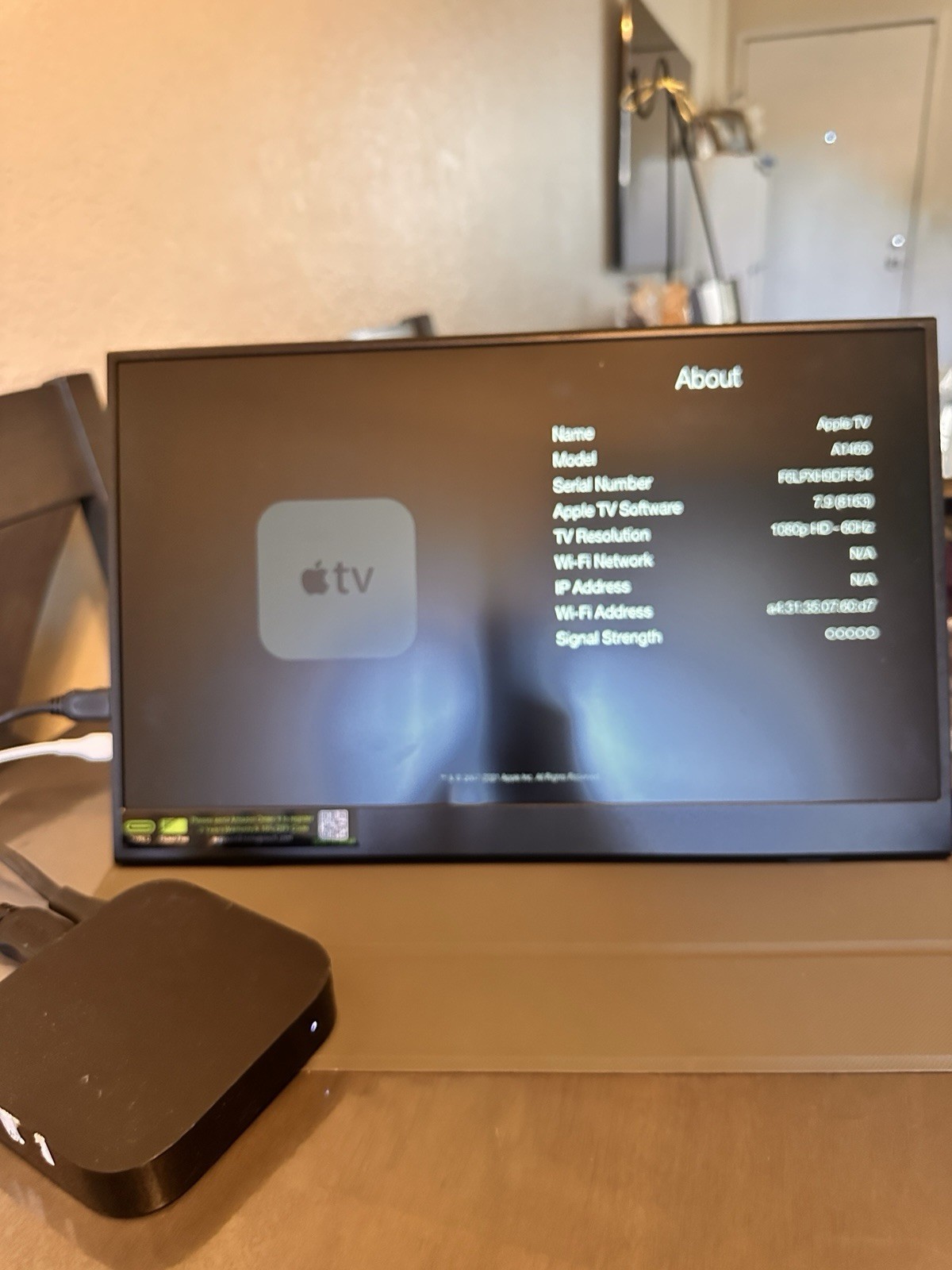 Apple TV 3rd Generation Media Player - NO POWER CORD, NO REMOTE*