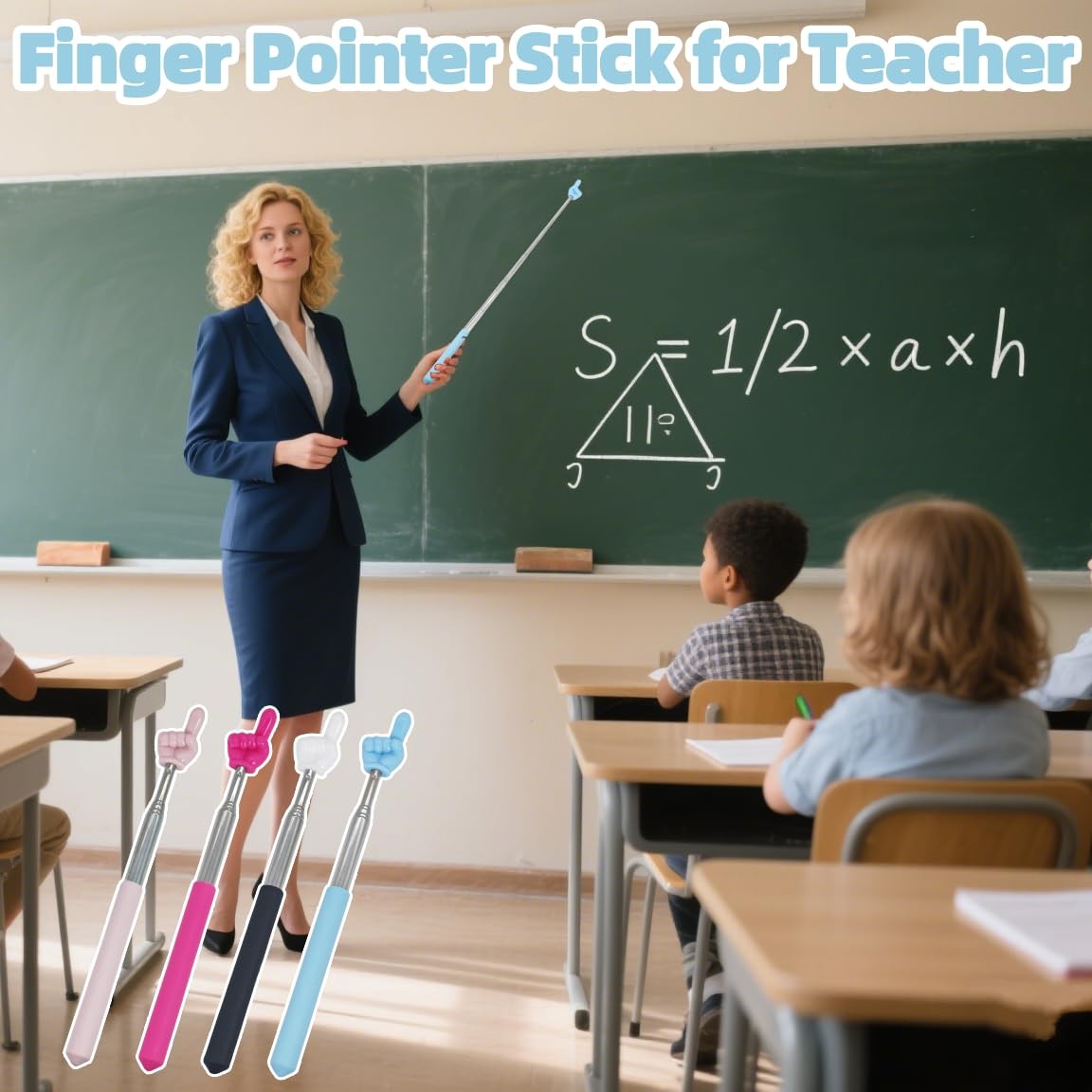 4 PCS Extendable Pointer Finger Stick - Bright Colored Telescopic Teachers Po...