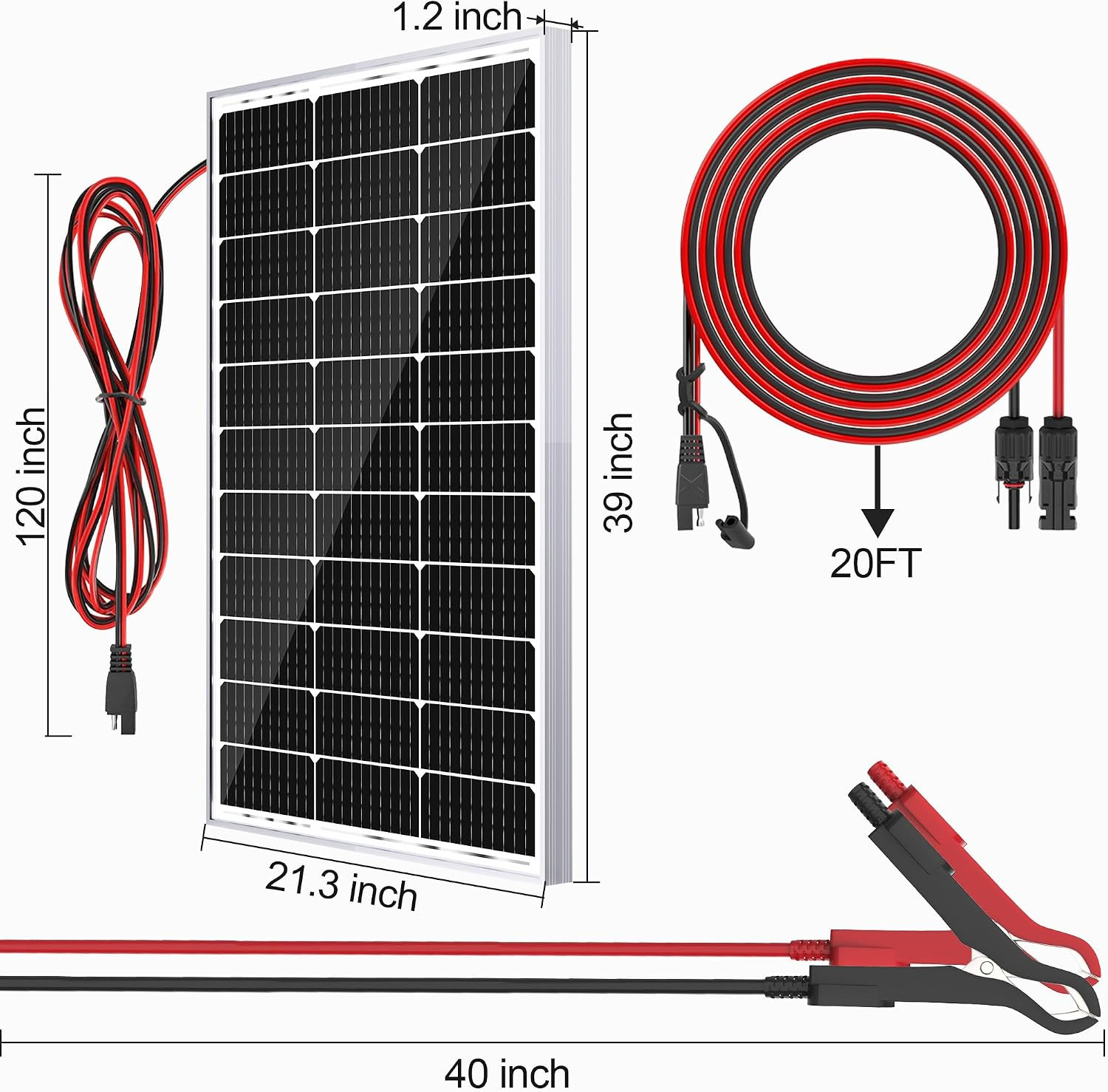 Solar Panel Kit 100W 24V, Intelligent Waterproof 10A PWM Controller, Home Outdoo