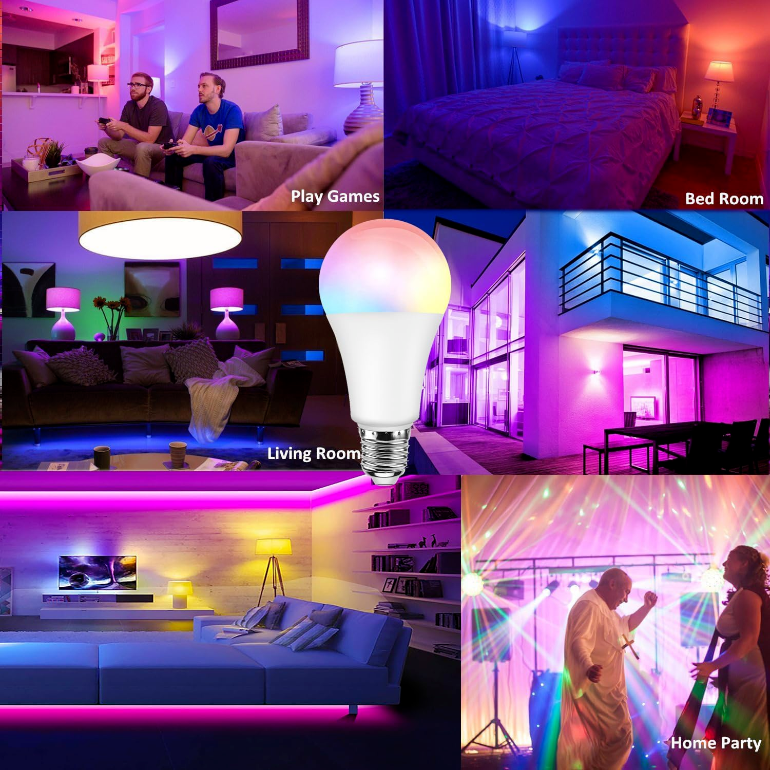 RGB Color Changing Light Bulb with Remote Control, RGBW LED Light Bulb A19 E26