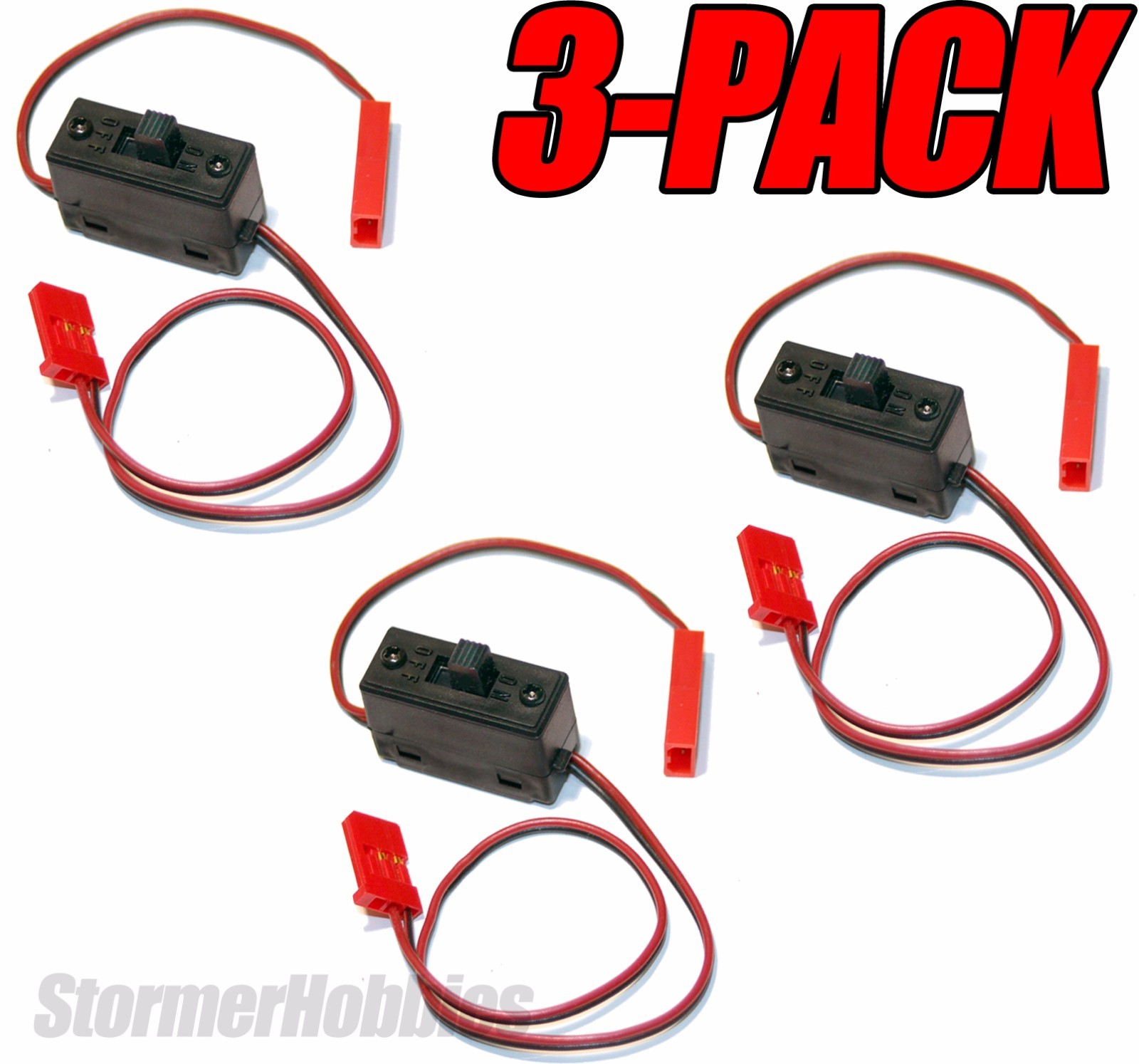 3-PACK of Futaba SWH12 Mini Switch Harness w/2 Pin Conn-J FUTM4382