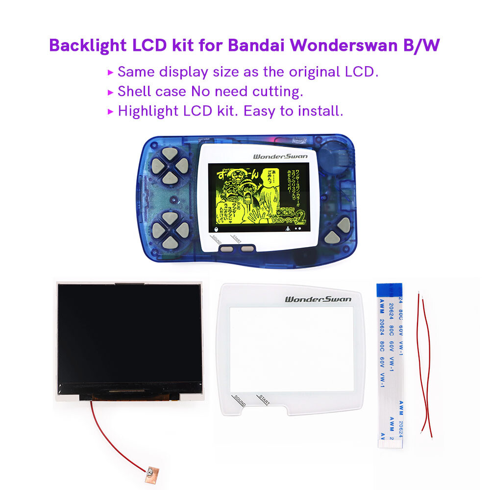 WS LCD Screen Kit Backlight Brightness Color Model For Bandai WonderSwan