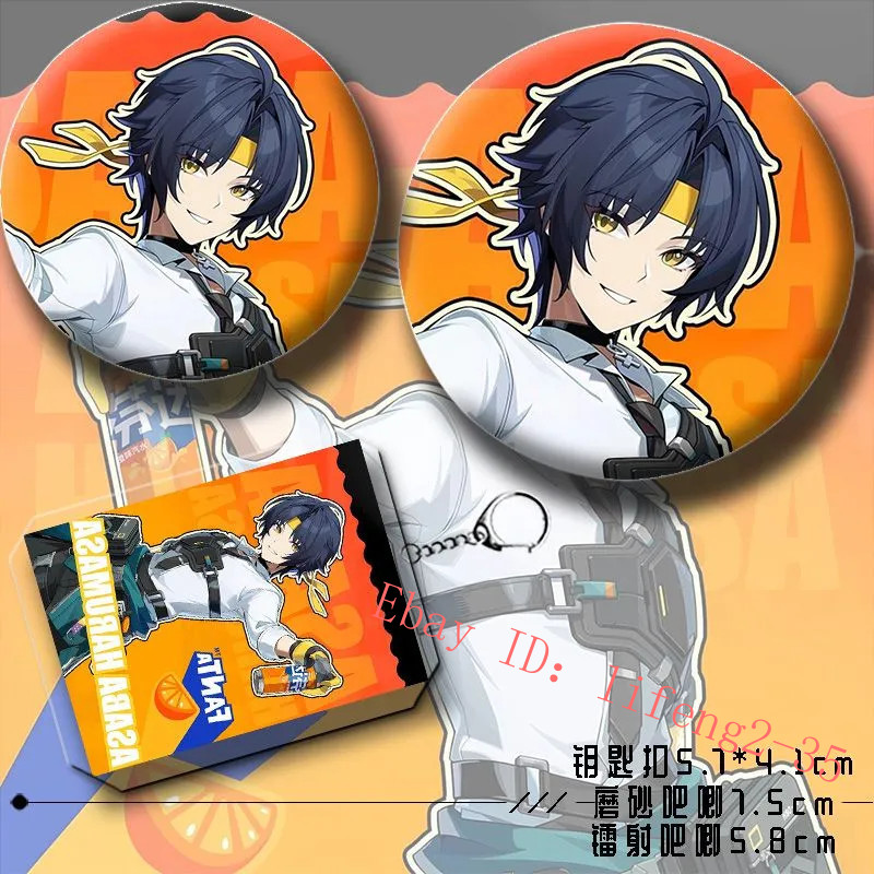 6Pcs/set Zenless Zone Zero Asaba Harumasa Postcards Cards Lapel Badges Keychain
