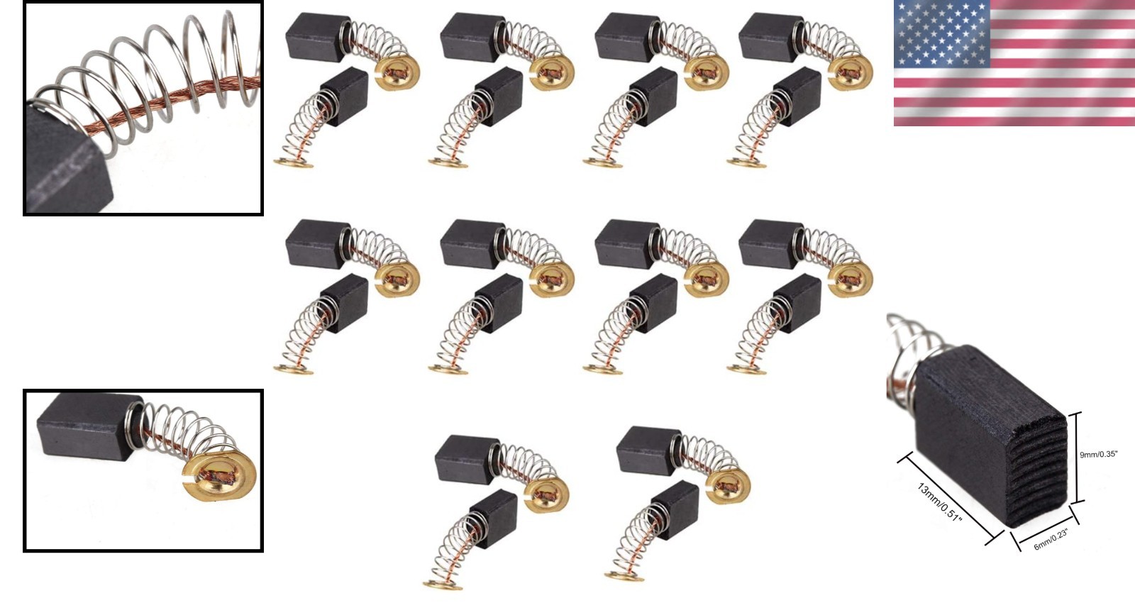 Restore Electric Motor Performance: 20 Replacement Carbon Brushes, Compact Size