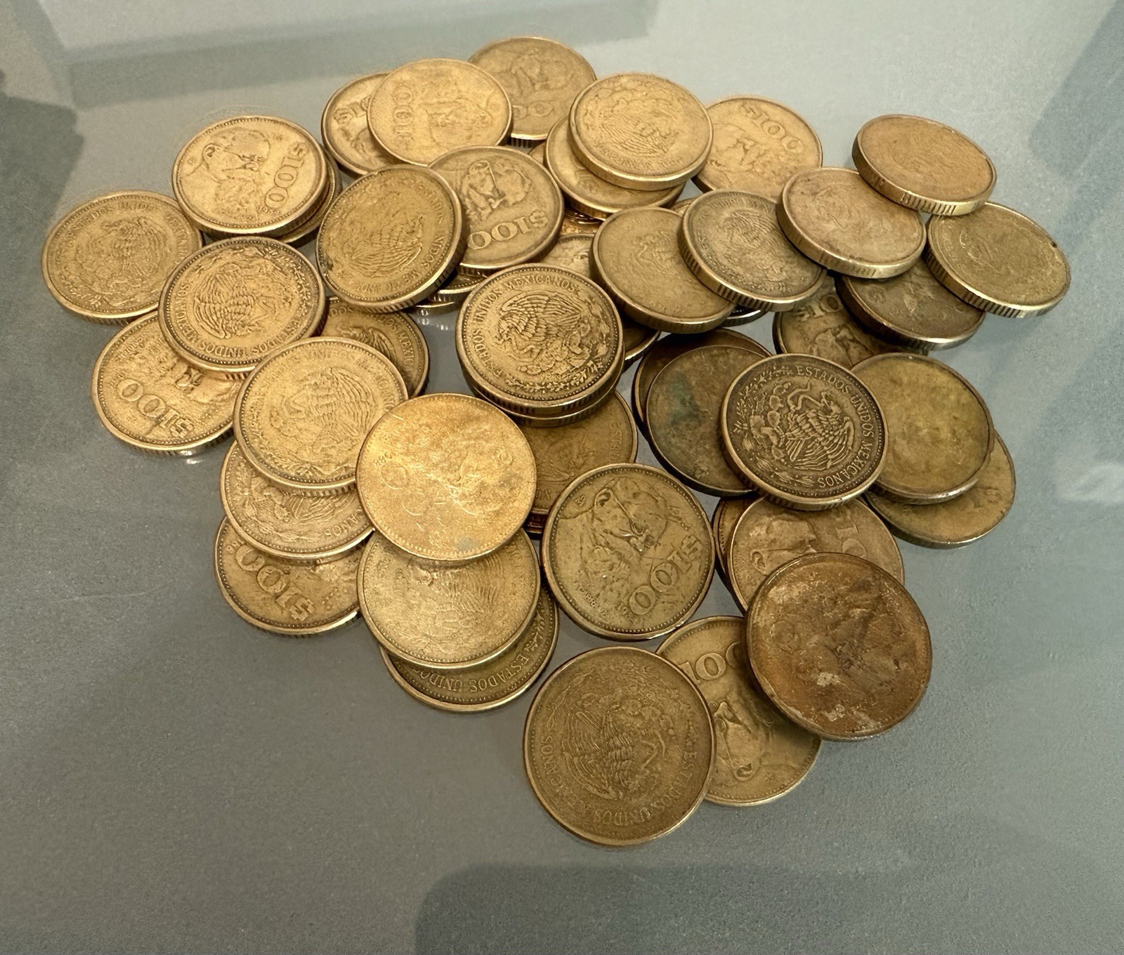 Lot Of 48 MEXICO $100 PESO "Carranza" vintage Mexican 100 Pesos coin 80s