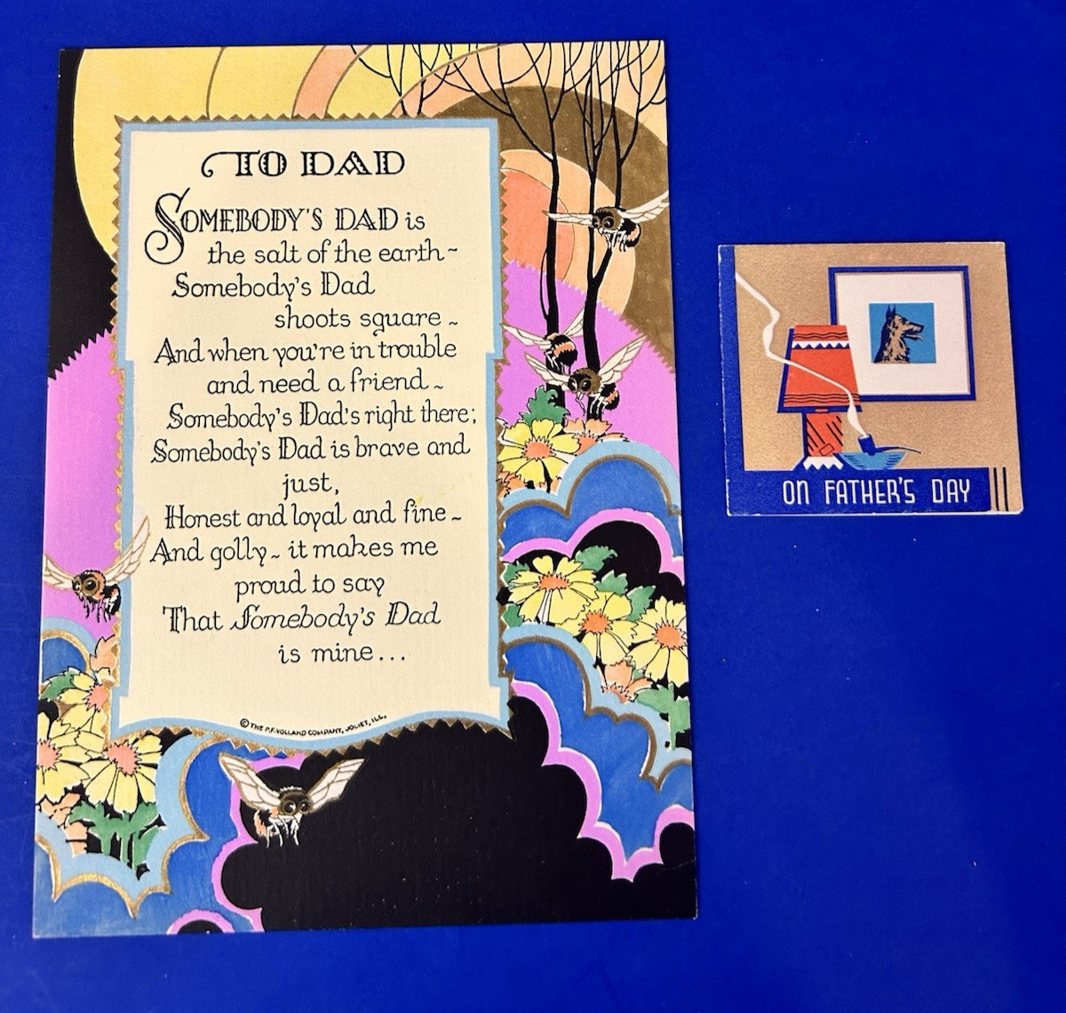 2 Vintage Father’s Day Cards – 1920s–40s – Volland & Mini Deco – Frameable