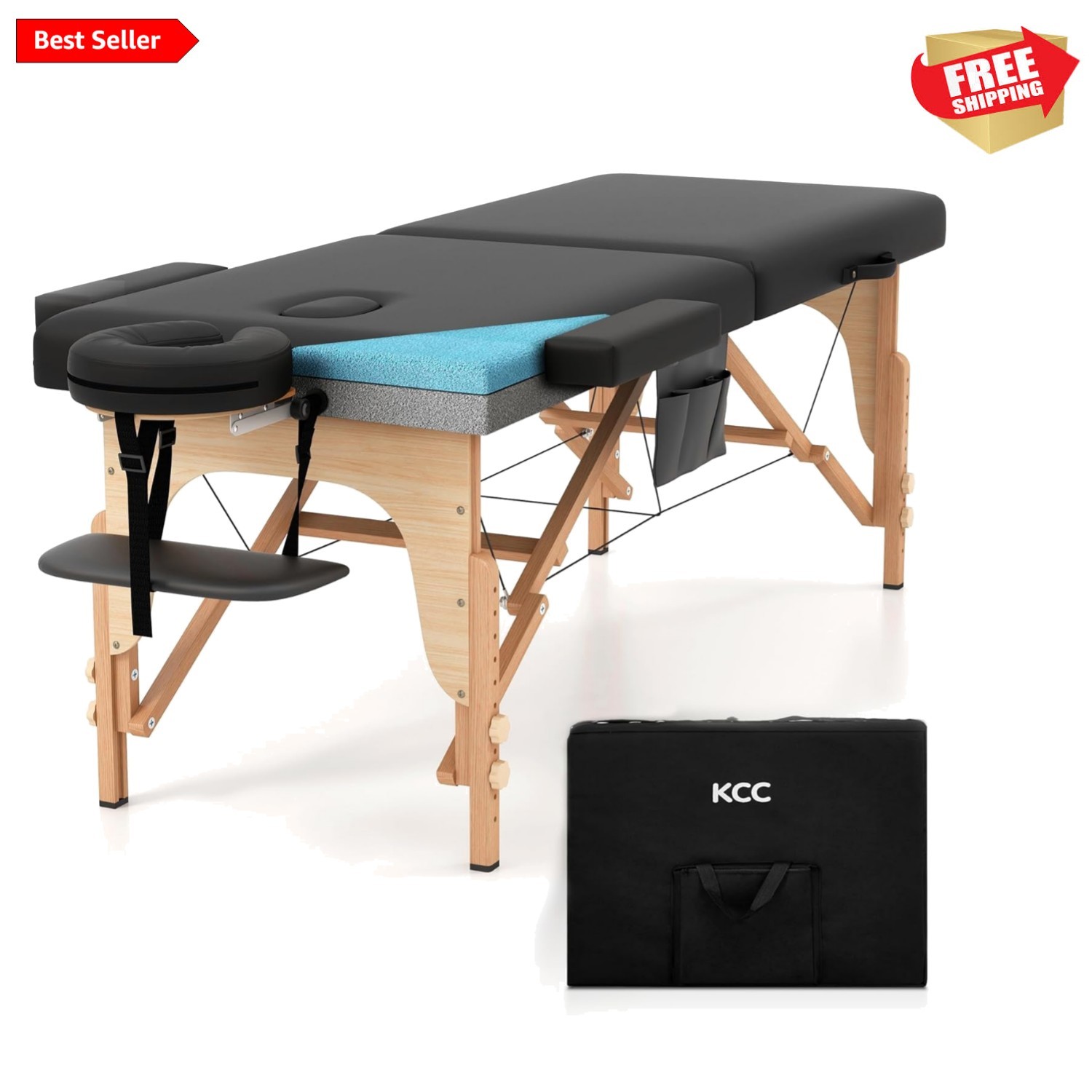 Memory Foam Massage Table  Portable Foldable Massage Bed Height Adjustable, 8...