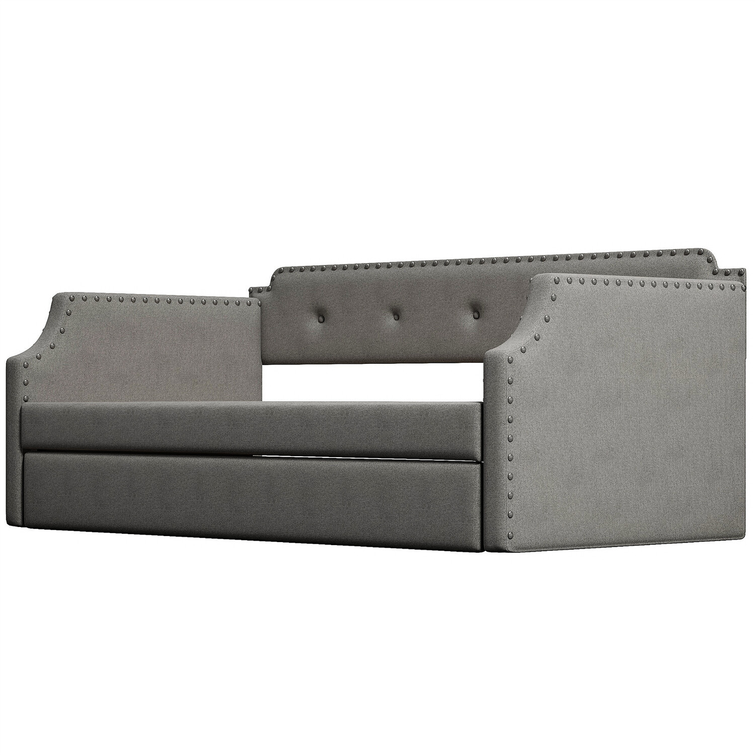 Twin Size Daybed with Pull-Out Trundle Bed Upholstered Bed Frame Sofa Bed US