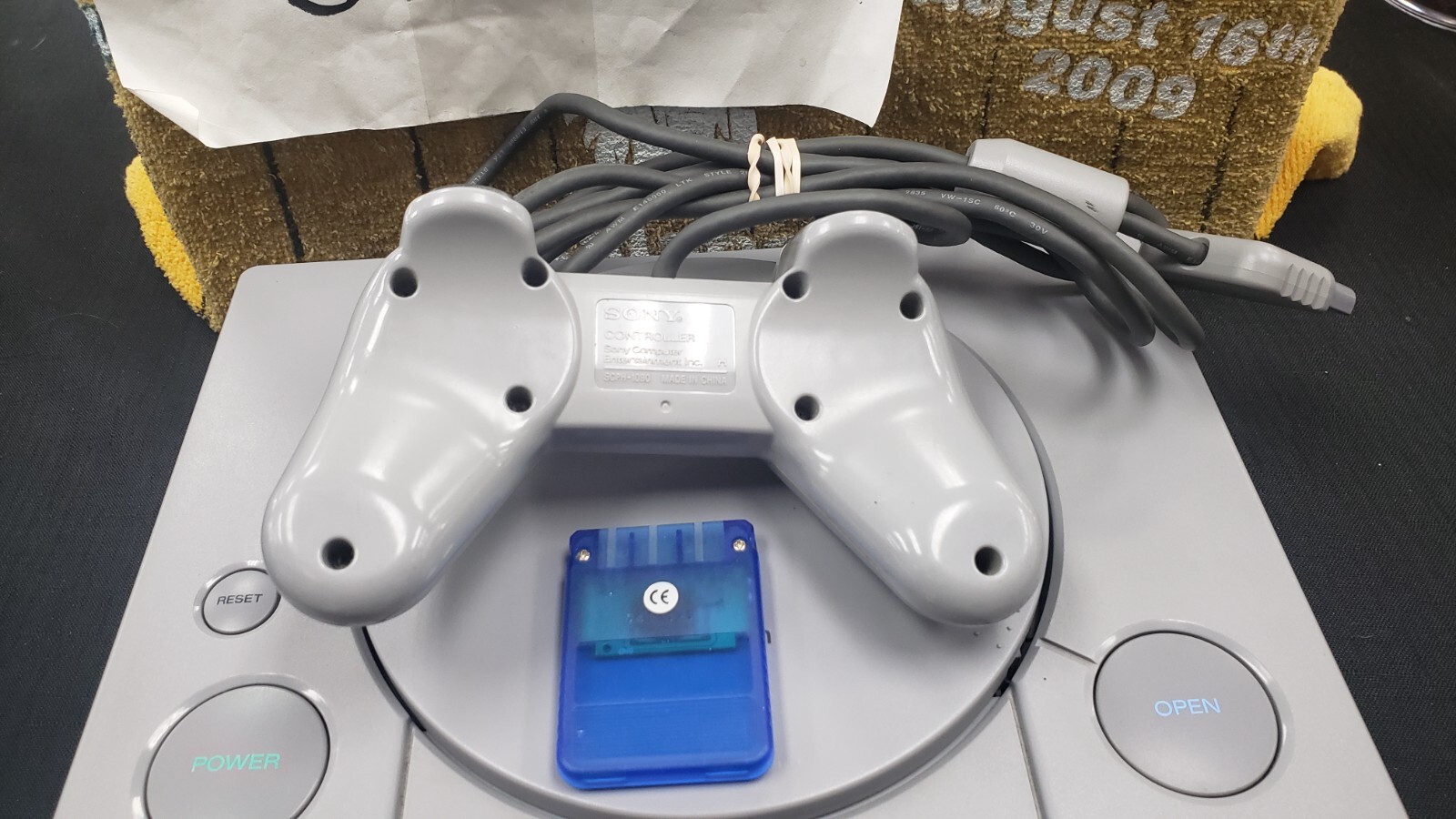 SONY PLAYSTATION PS1 VIDEO GAME CONSOLE 1 CONTROLLER MEMORY CARD CORDS TESTED