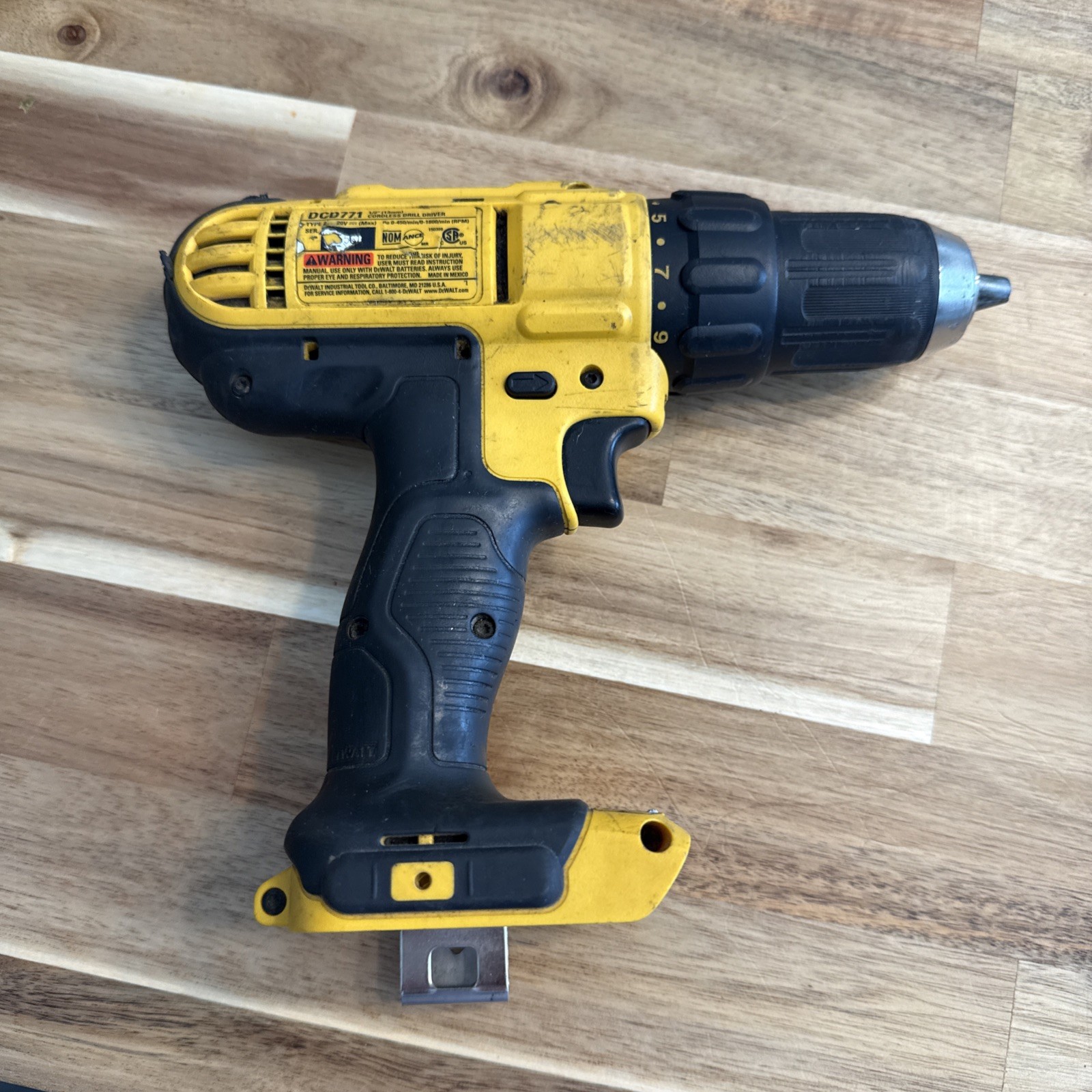 Genuine DEWALT DCD771 1/2" Cordless Drill Driver 20V Tool Only W/ Belt Clip