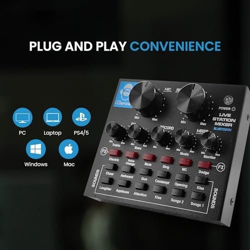 IDANCE Professional Wireless Audio Mixer, 8 Channel Bluetooth Broadcasting...
