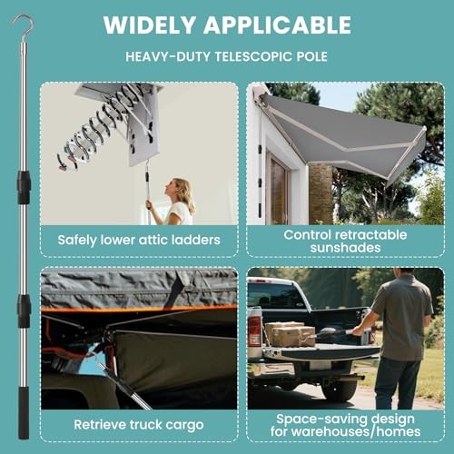Attic Pull Down Hook, Extendable Attic Pull Rod, Attic Ladder Pull Down System