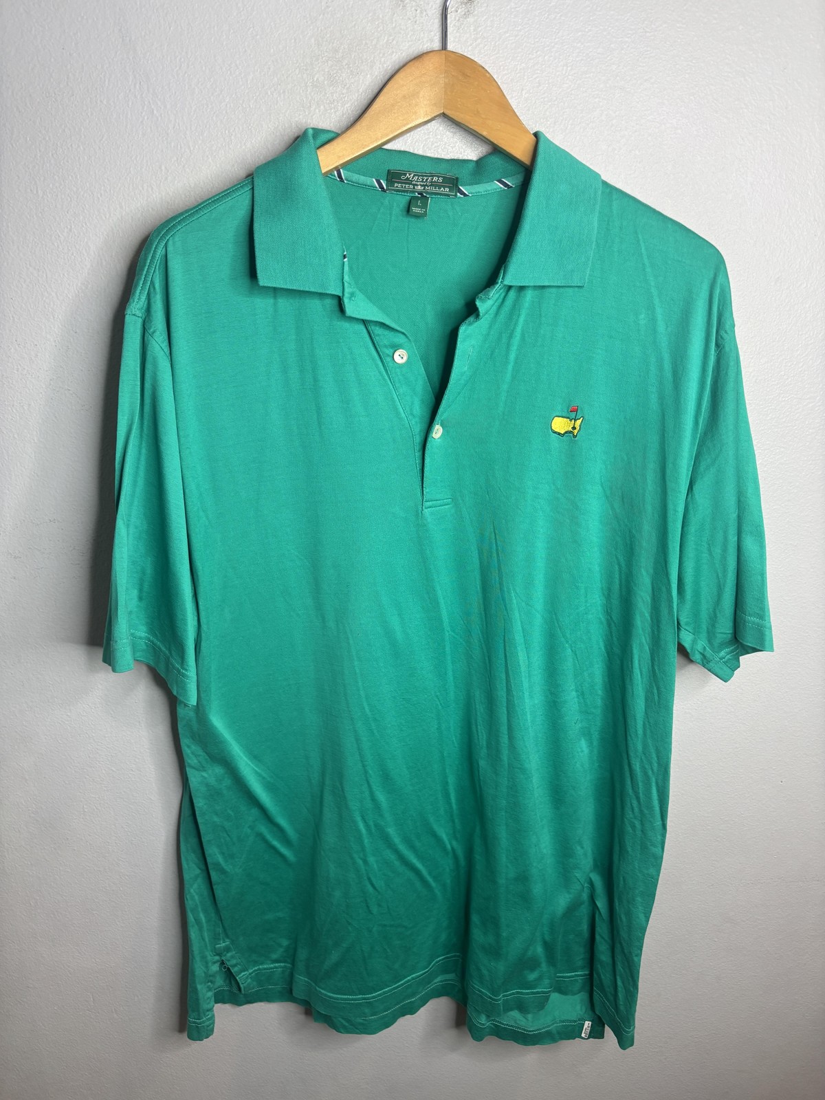 Masters Tournament Peter Millar Polo Shirt Mens Large Green Golf Augusta Logo