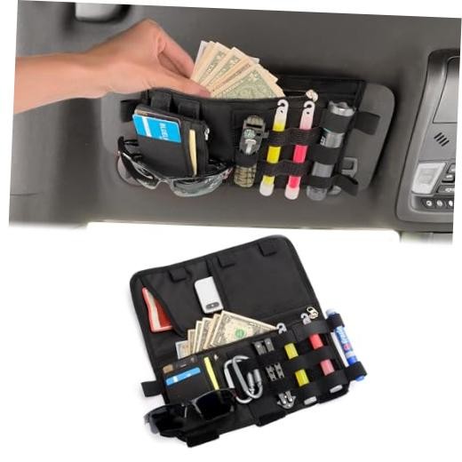 Molle Visor Panel Organizer, Tactical Car Sun Visor Cover Molle Webbing 1 Pack