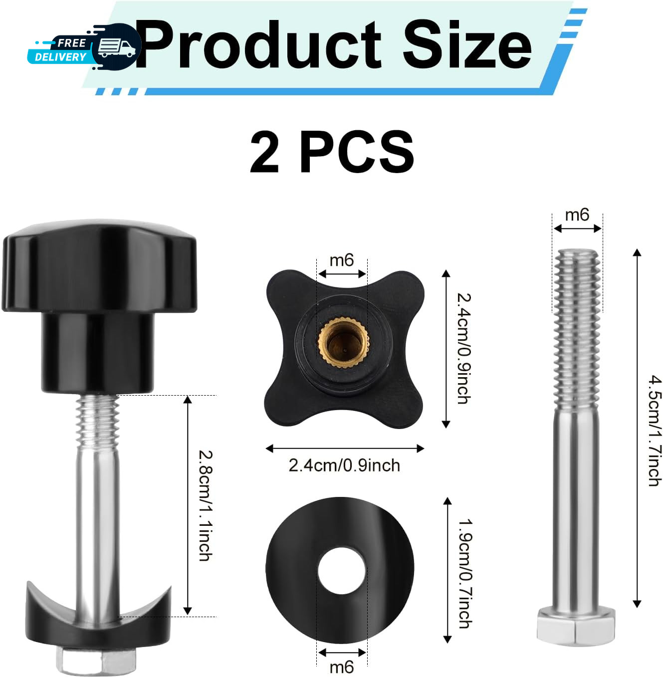 2 Sets Rollator Walker Replacement Arm Adjustment Knobs Comfortable Universal
