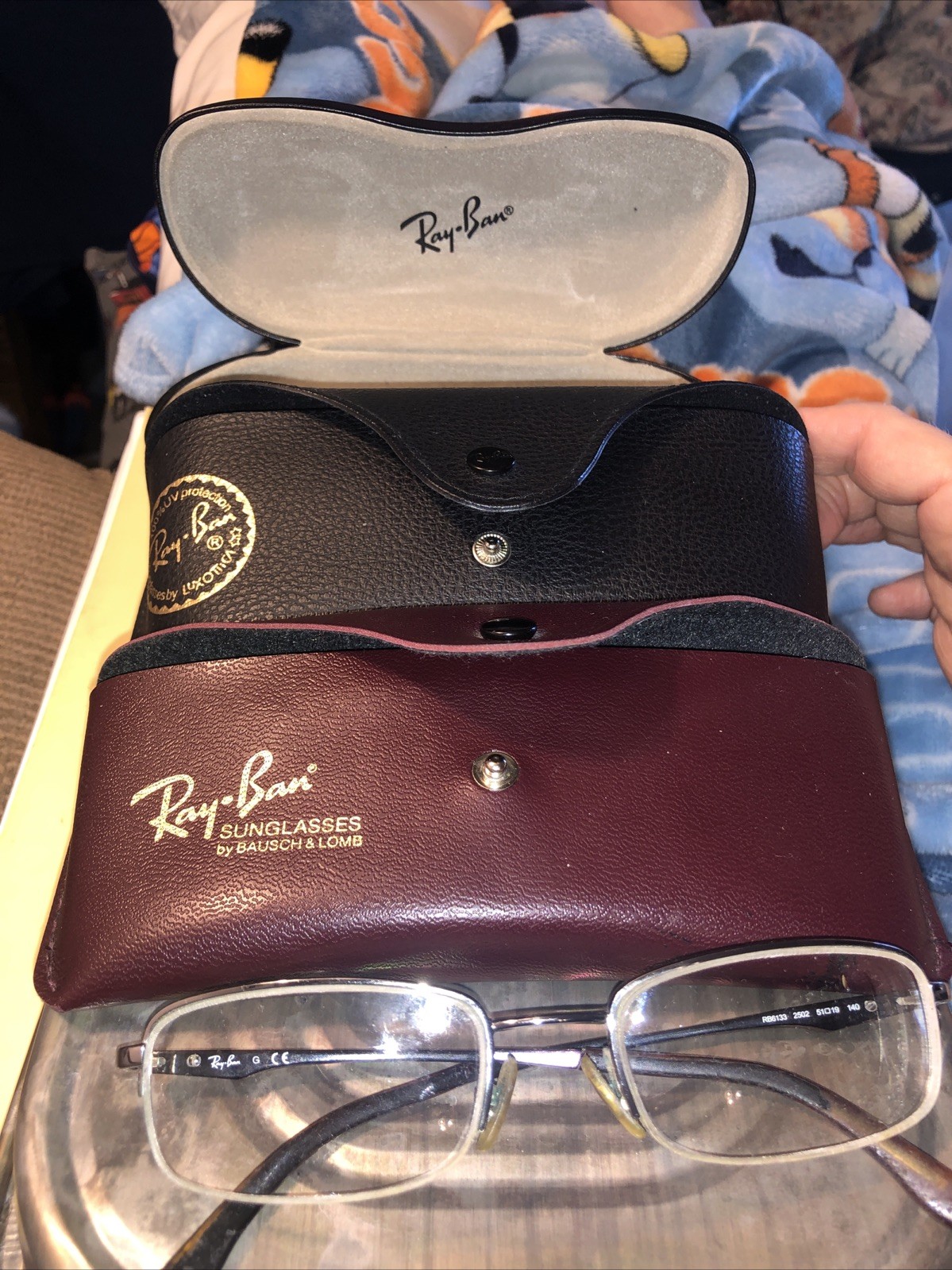 (3) Ray-Ban Cases & Ray-Ban RB 6133 Gunmetal Metal Half Rim Eyeglasses Frames