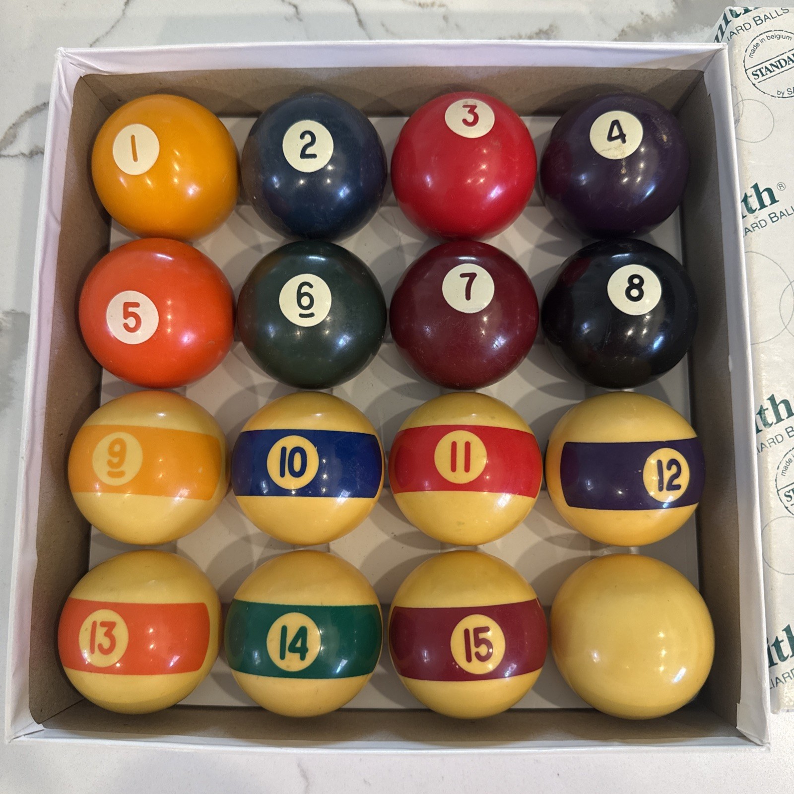 Vintage Set of Aramith Billiard Pool Balls, 2 1/4", Made in Belgium