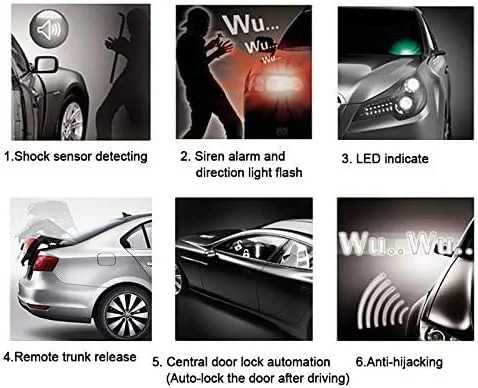 Car Alarm System Security Antitheft with Keyless Entry Kit | Shock Sensor, Micro