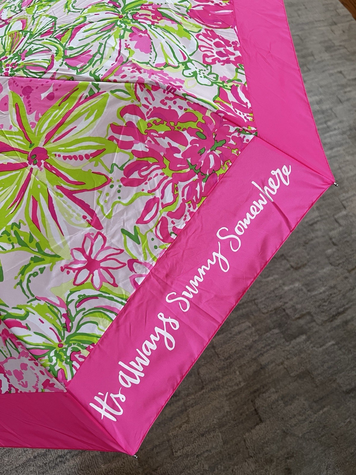 Lilly Pulitzer Folding Travel Umbrella Automatic Open