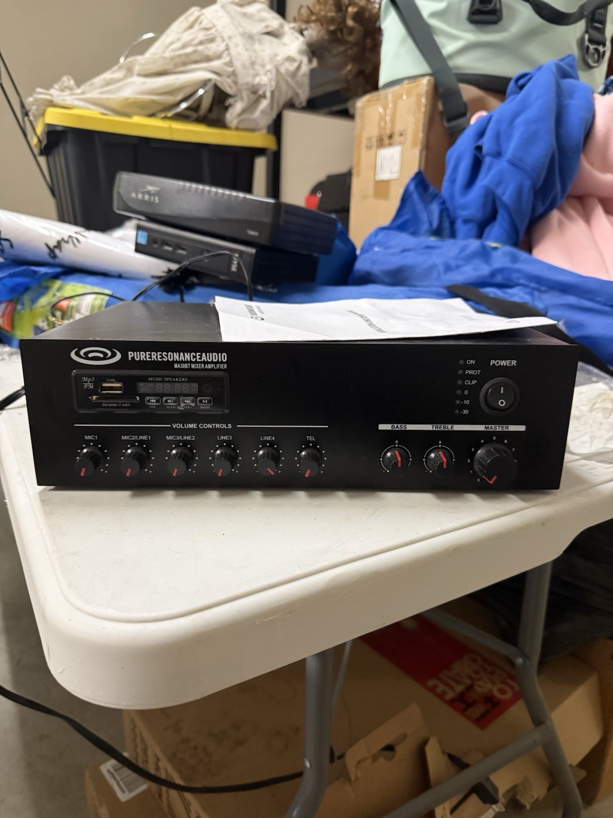 Pure Resonance Audio MA30BT 7-Ch Bluetooth 70V 30W Mixer Amplifier (Open Box)