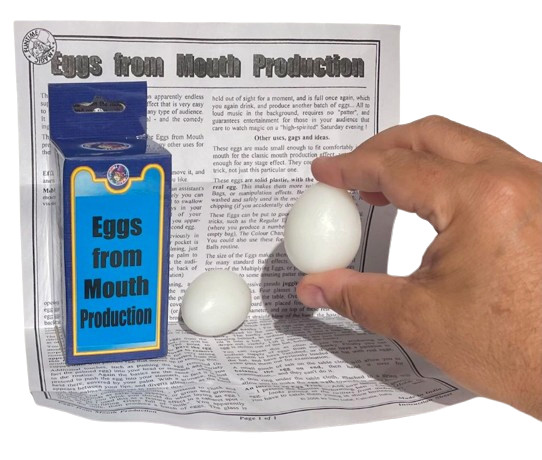 EGGS FROM MOUTH PRODUCTION Out of Magic Trick Appearing Solid Comedy Set Plastic