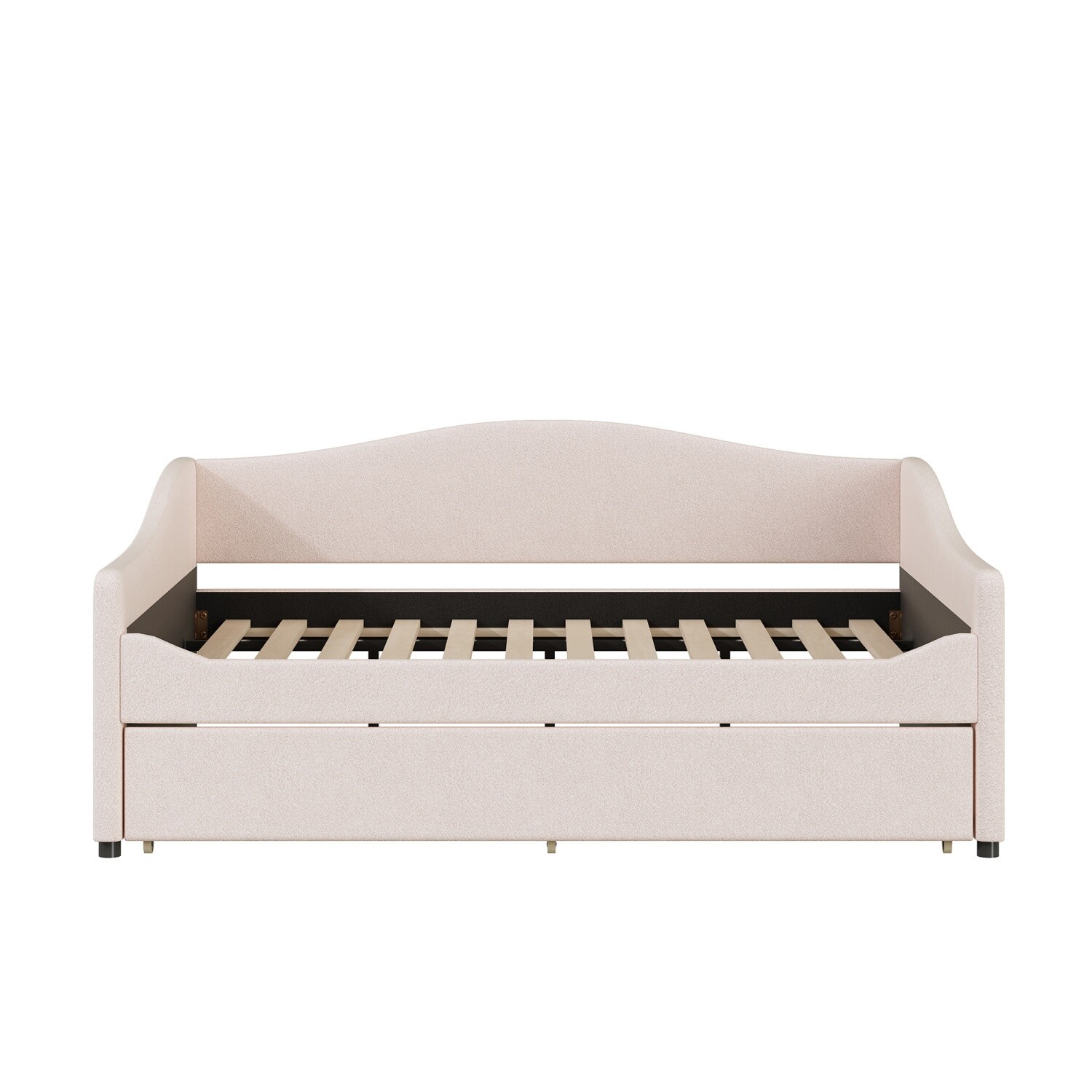 Full Size Daybed Upholstered Bed Frame Sofa Bed with Trundle Bed & LED Lights