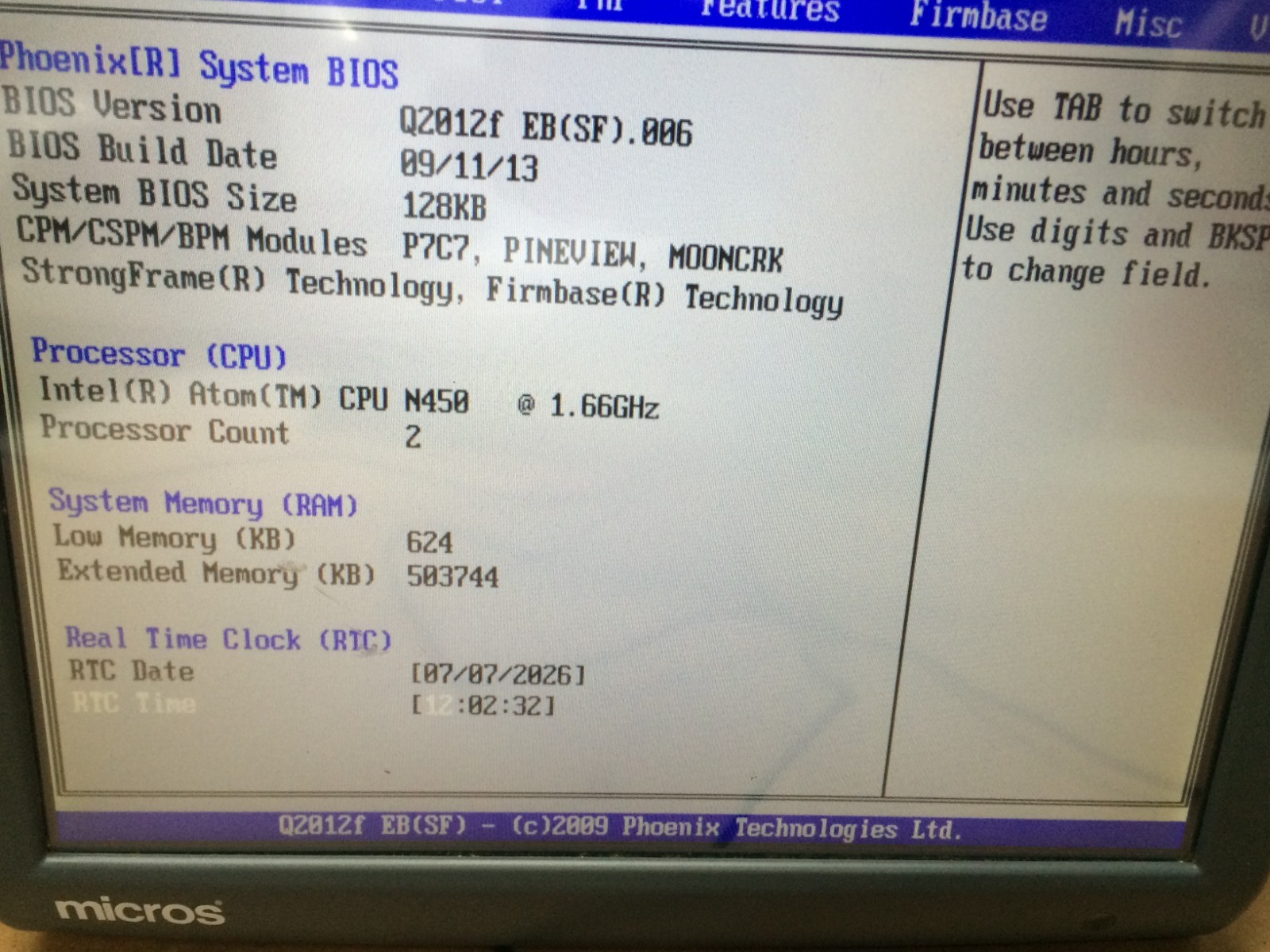 Oracle Micros Workstation 5A Touch Screen System Terminal With Stand Win CE 6.0