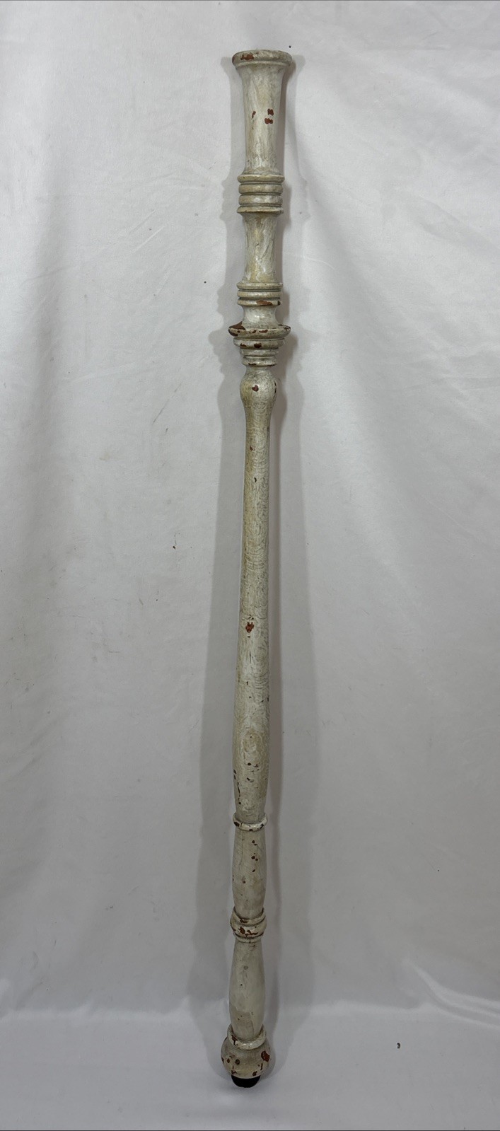Antique Vintage Turned Wood Floor Bridge Lamp Part Pole Rod Sleeve 49.5" White