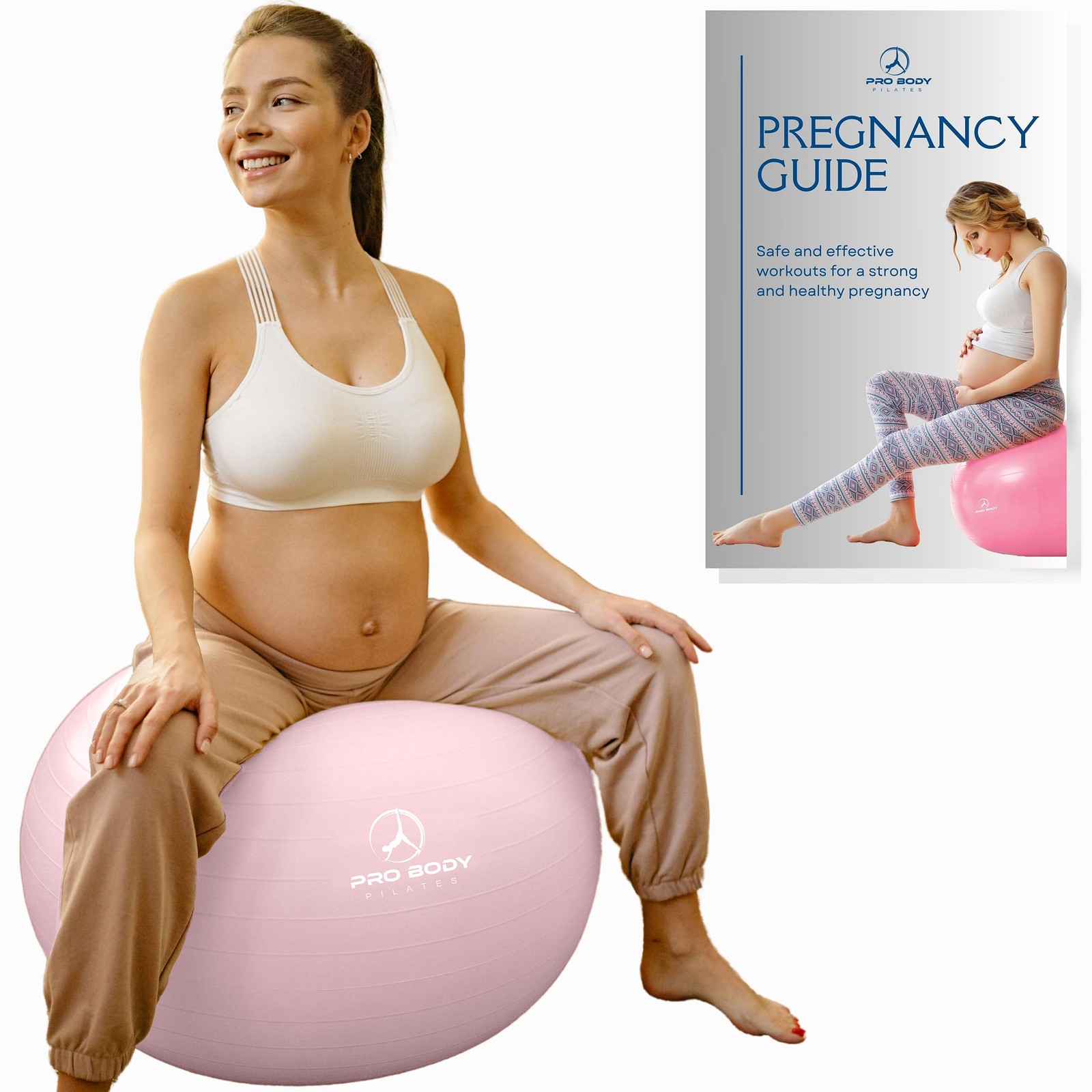 ProBody Pilates Pregnancy Ball - Yoga for 75 cm: 5'10" +, Rose