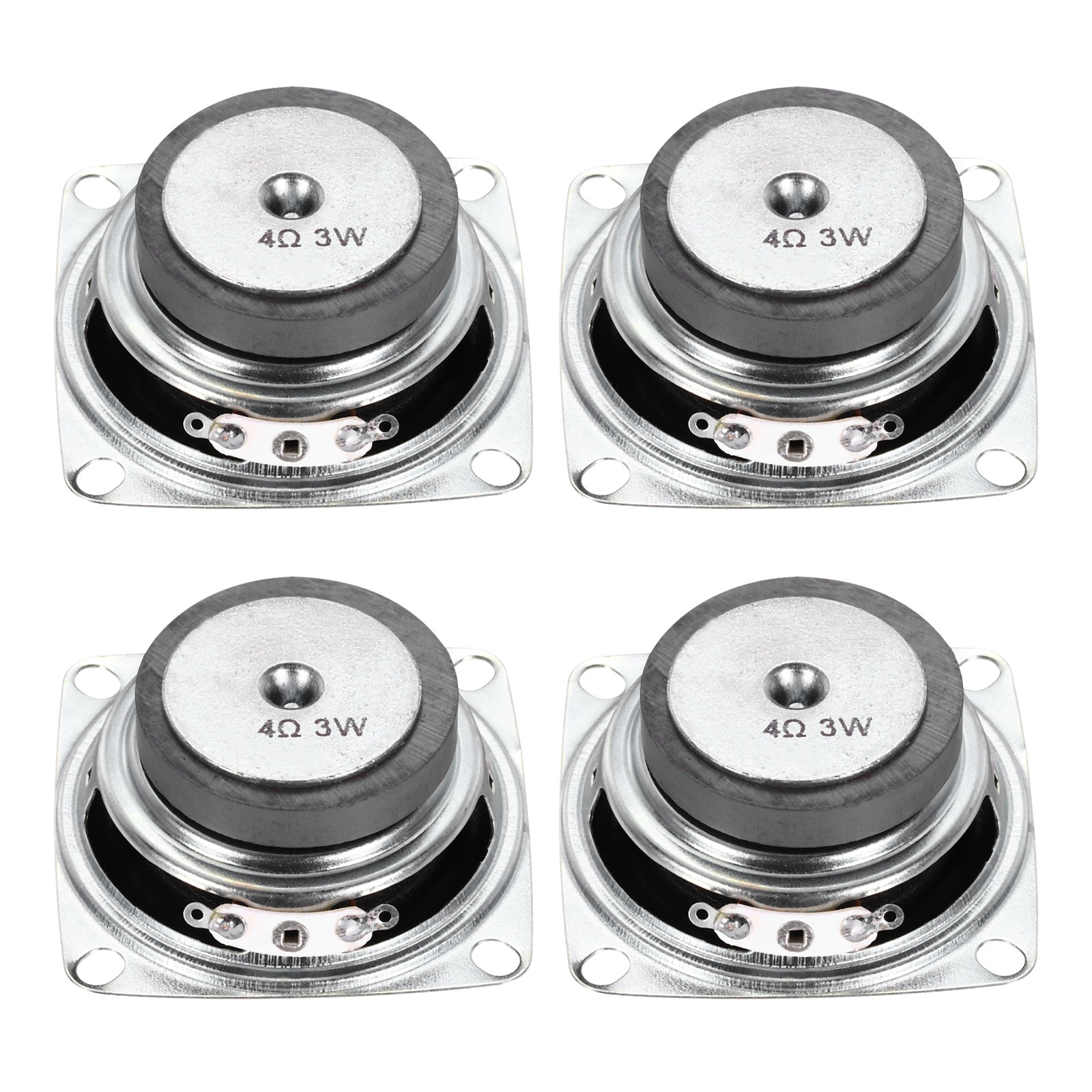 4 Pcs 3W 4 Ohm Small Speakers Metal Shell Square Outside Micro Magnet Speaker