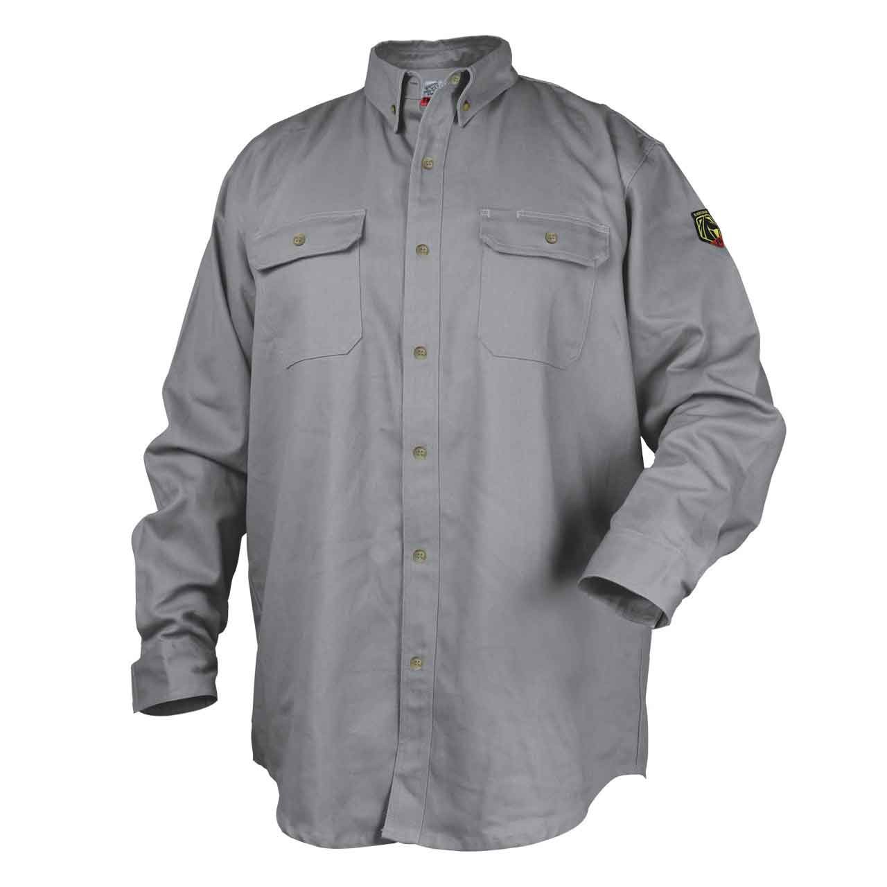 Black Stallion WF2110-GY FR Cotton Work Shirt NFPA 2112 Arc Rated Gray Large