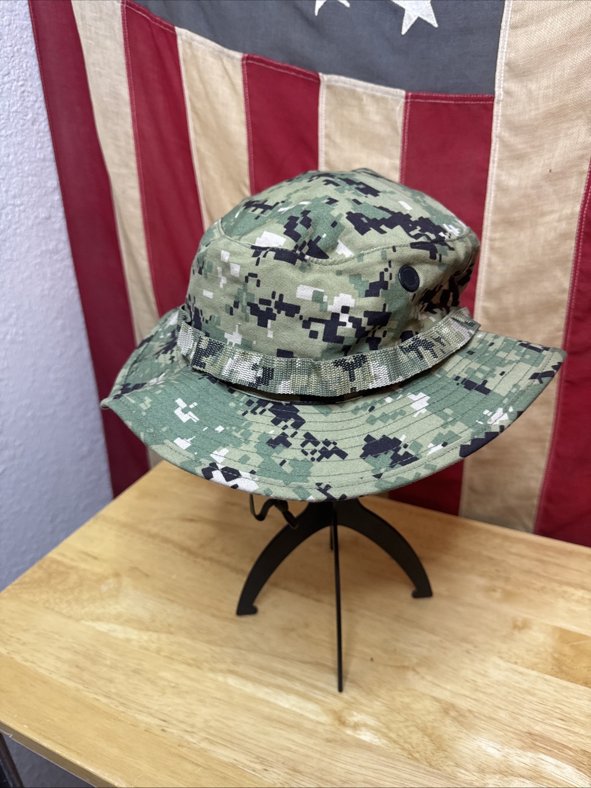 Large USN Military Navy NWU Green Woodland Camo Boonie Cover Hat Cap F331