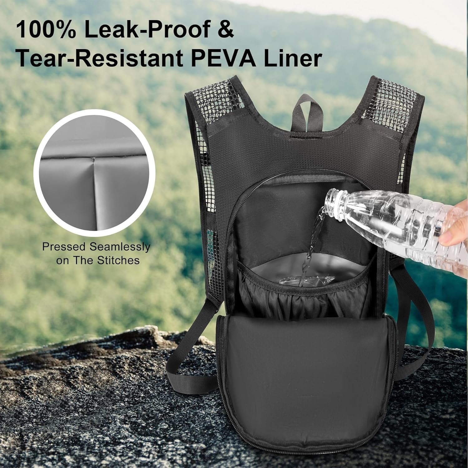 Hydration Backpack - Lightweight Water Backpack with 2L Water Bladder Bag, Ru...