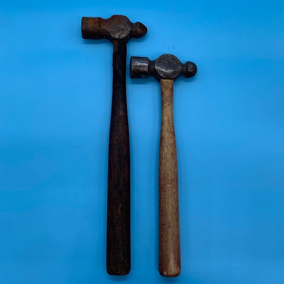 Lot of 2 Ball Peen Hammers Original Wooden Handle