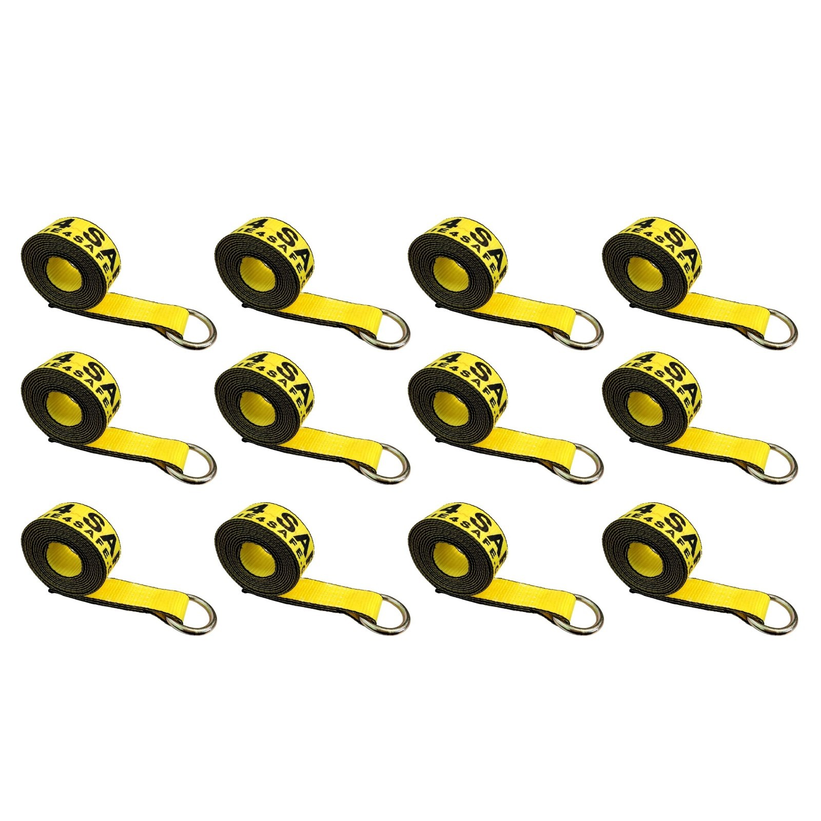 12 Pack 2" x 10' Lasso Strap w/ O Ring Auto Tie Down for Tow Truck Wheel Lift