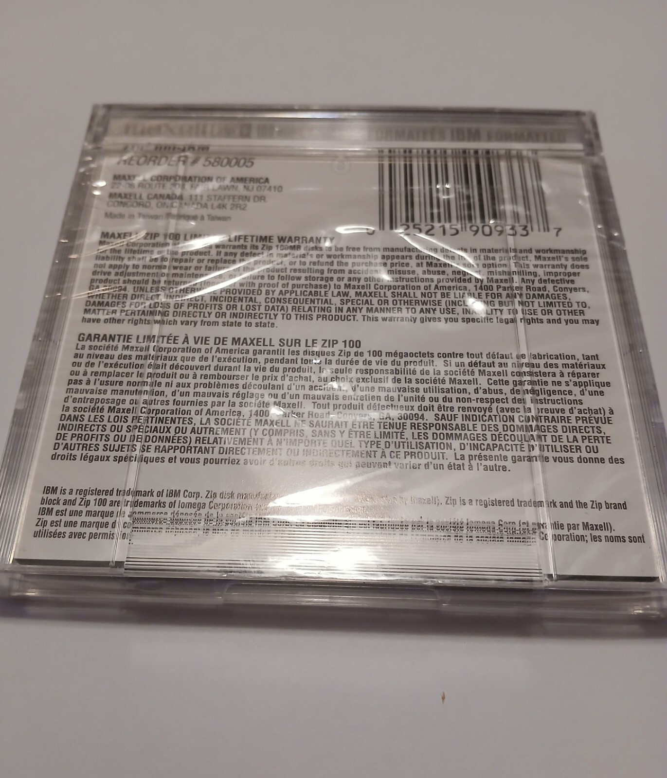 MAXELL Zip Disk 100MB, IBM Formatted, NEW **Factory Sealed**