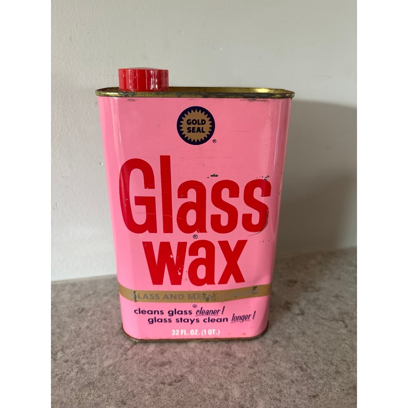 Vintage Glass Wax - Glass and Metal Cleaner 32 oz. Feels FULL Cleans and Polish