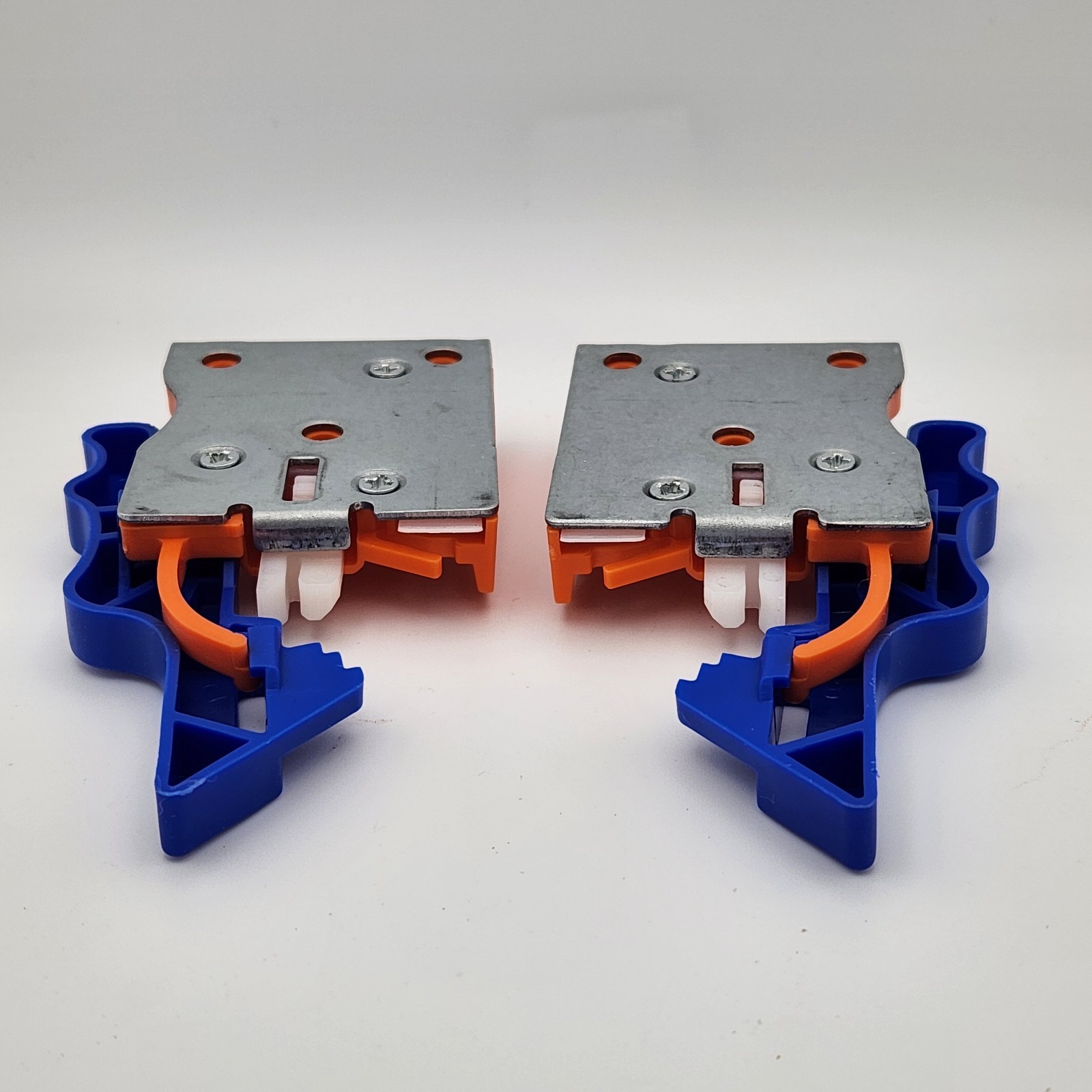 2 Pair - Undermount Drawer Slide Front Locking Device/Clip - Blue/Orange