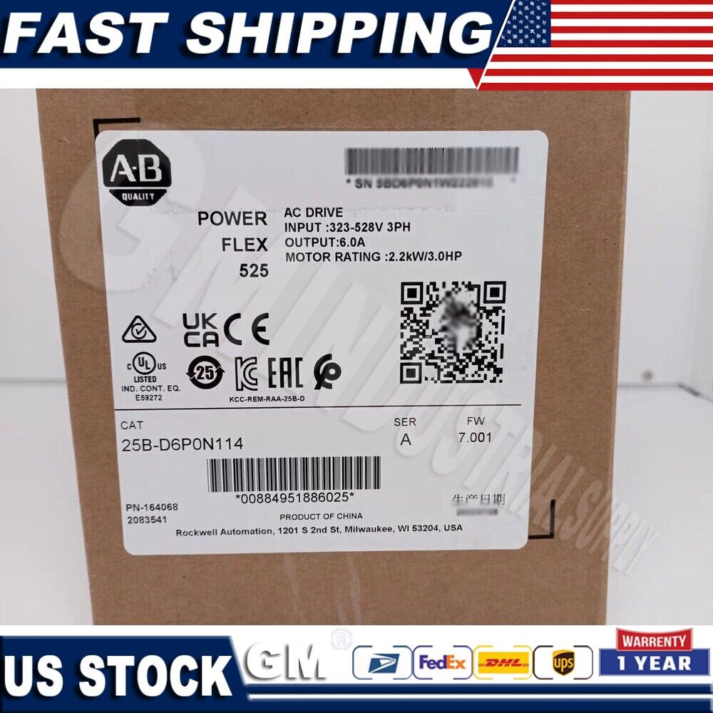 New Factory Sealed AB25B-D6P0N114 PowerFlex 525 AC Drive 25BD6P0N114 USA！