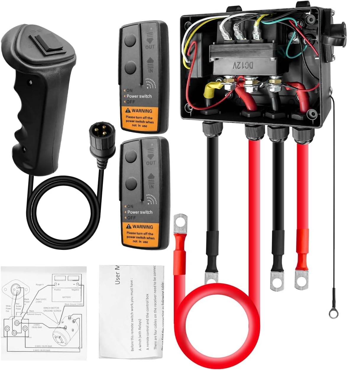 GMURA Pre-Wired Winch Control Box Kit, 12V 500A Winch Solenoid Contactor Relay &