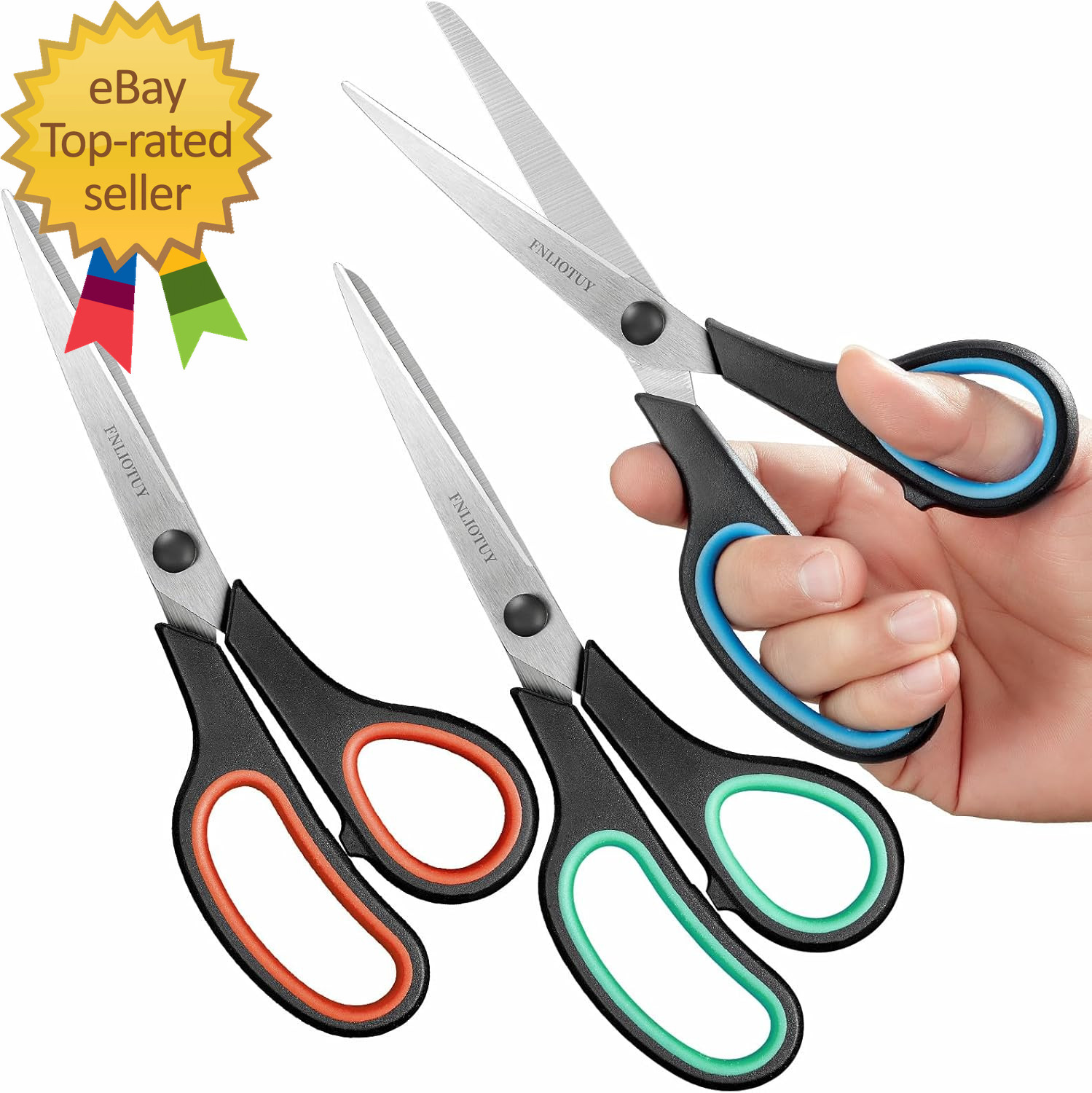 3-Pack 8" Scissors Heavy Duty Scissors with Ultra Sharp Blades & Ergonomic Comfo